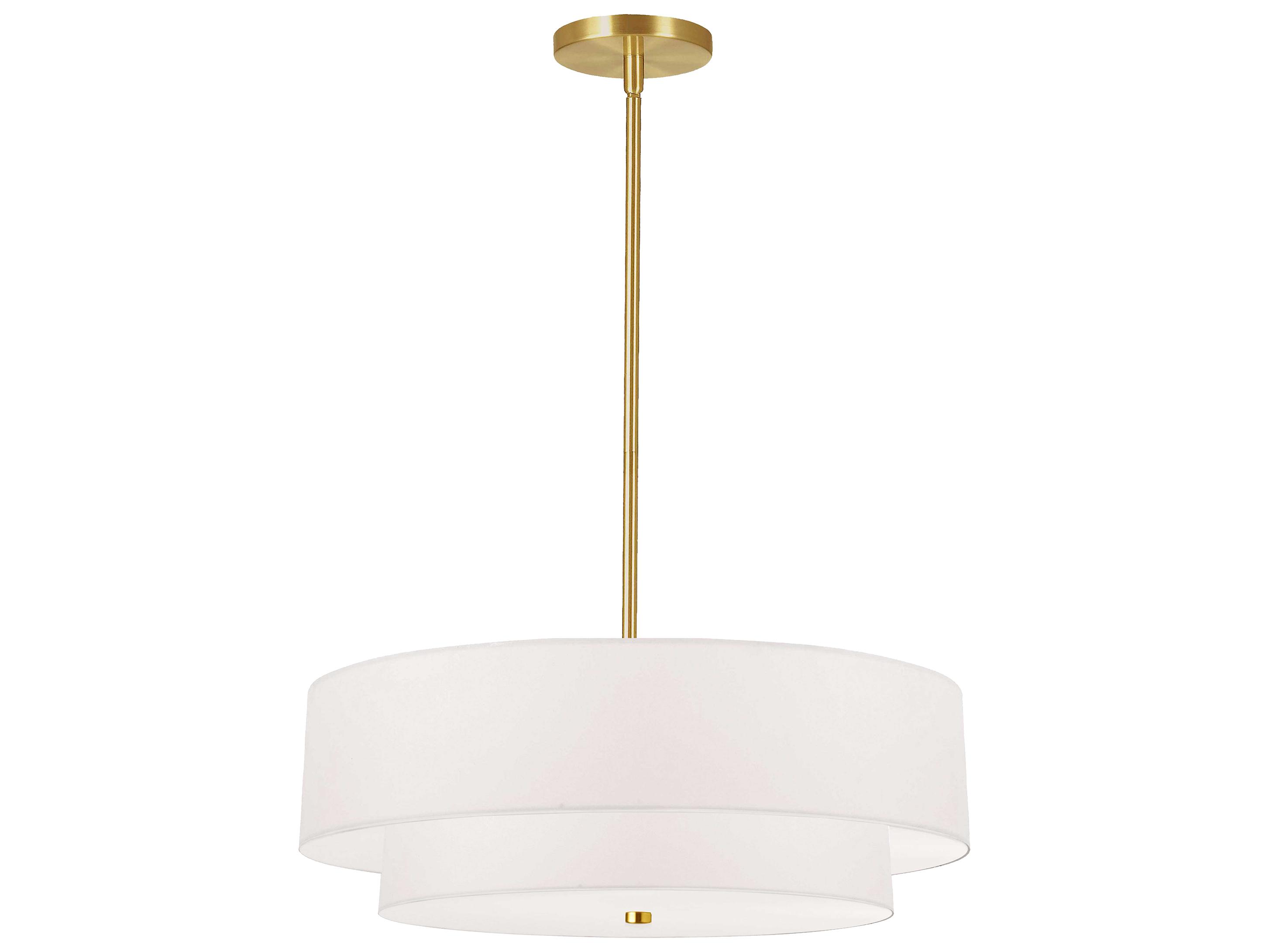 Dainolite Everly 4-Light Aged Brass White Drum Tiered Pendant