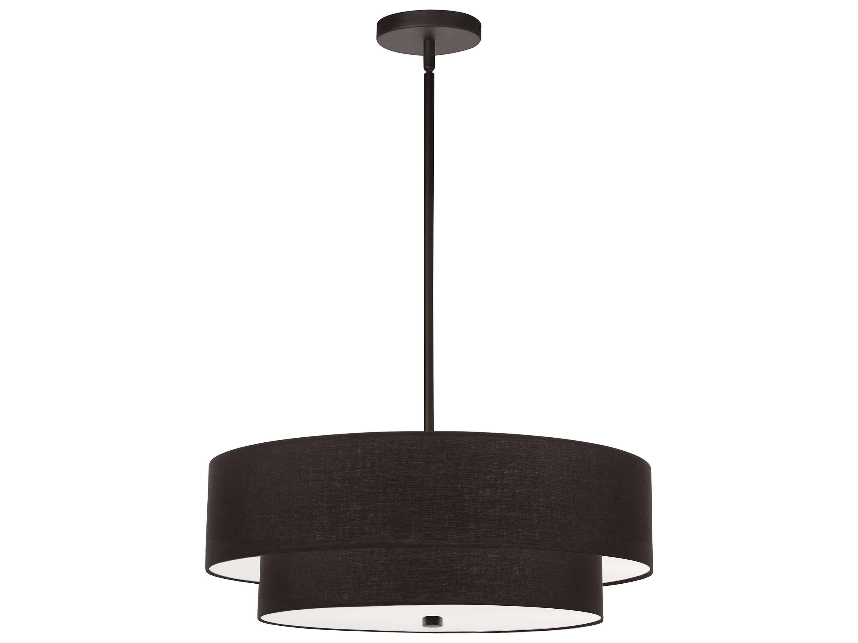 Dainolite Everly 4-Light Matte Black Drum Tiered Pendant