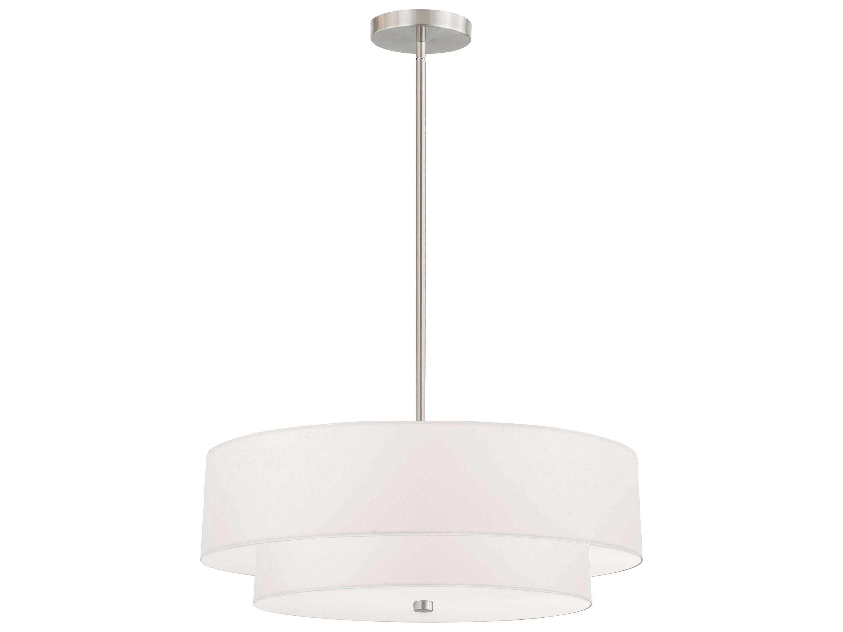 Dainolite Everly 4-Light Satin Chrome White Drum Tiered Pendant