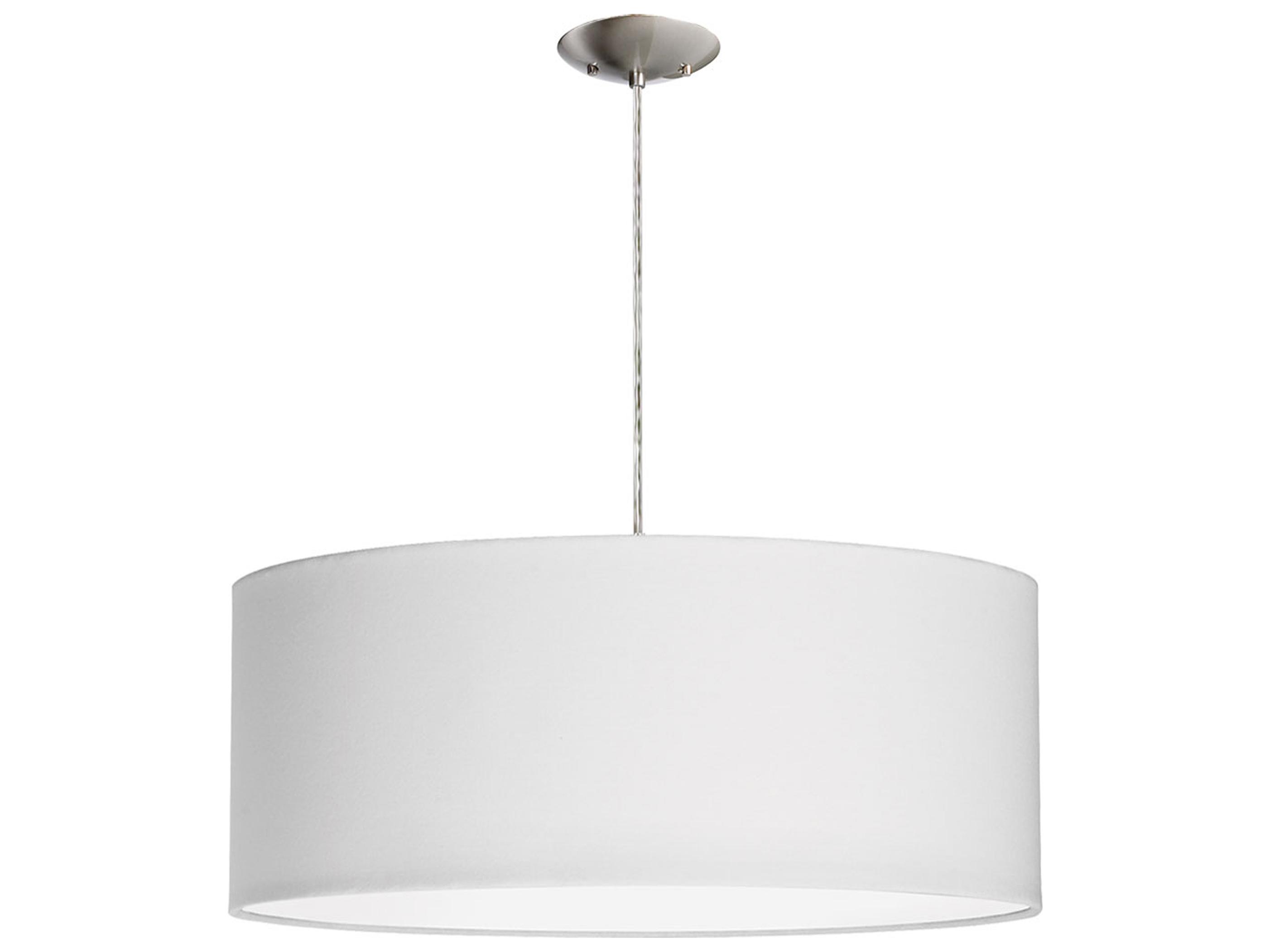 Dainolite Fabric Drum 3-Light Satin Chrome White Pendant
