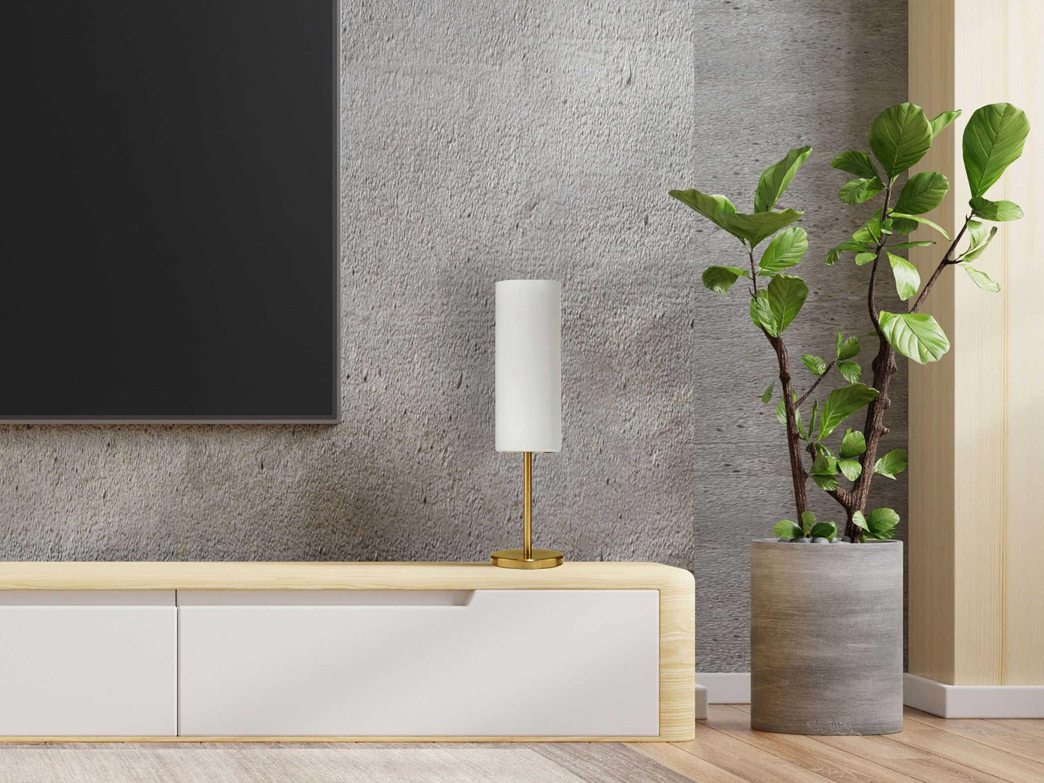 Dainolite Paza Aged Brass White Glass Table Lamp