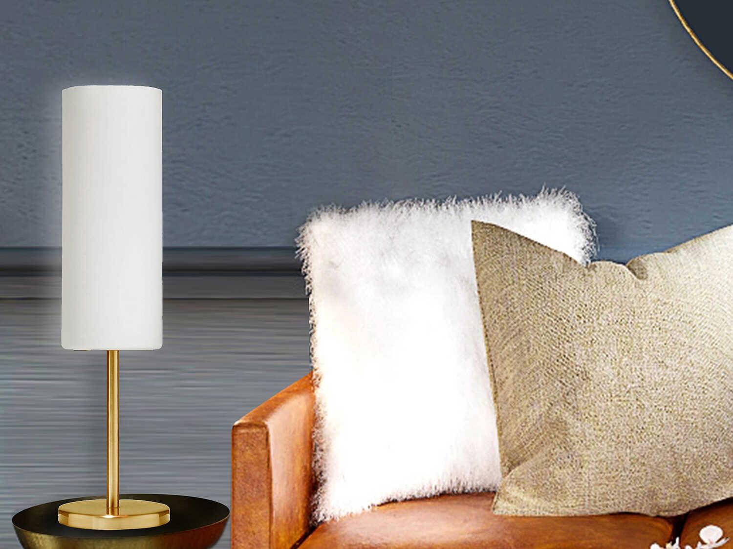 Dainolite Paza Aged Brass White Glass Table Lamp