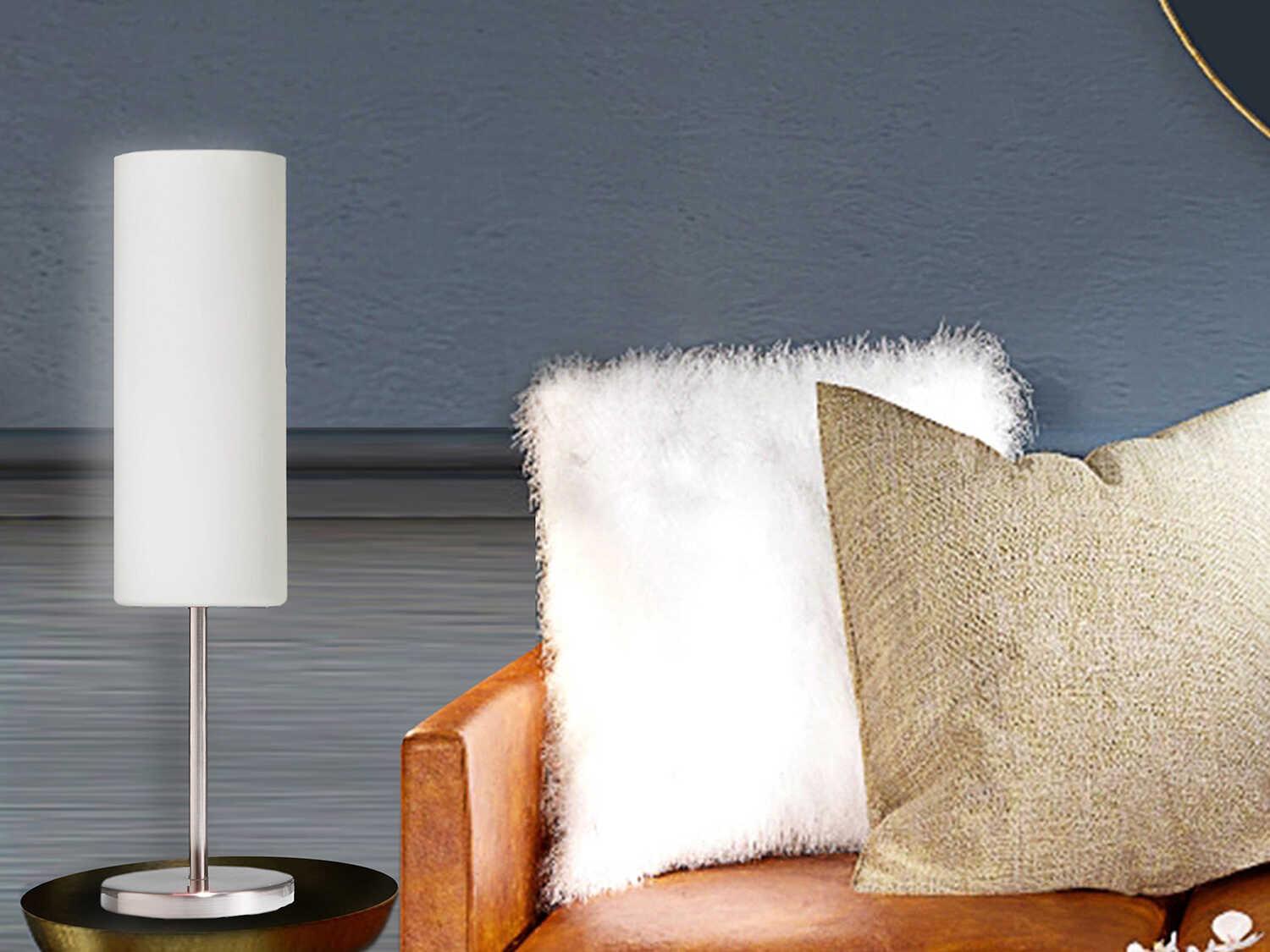 Dainolite Paza Satin Chrome White Glass Table Lamp