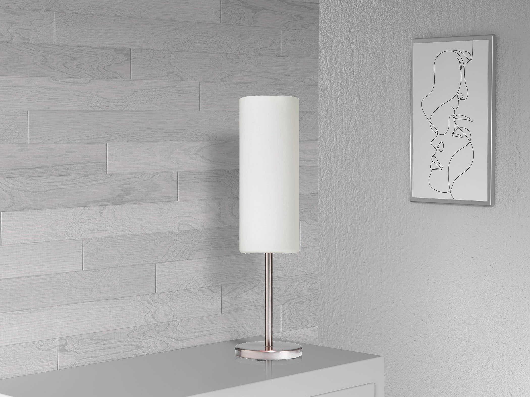 Dainolite Paza Satin Chrome White Glass Table Lamp