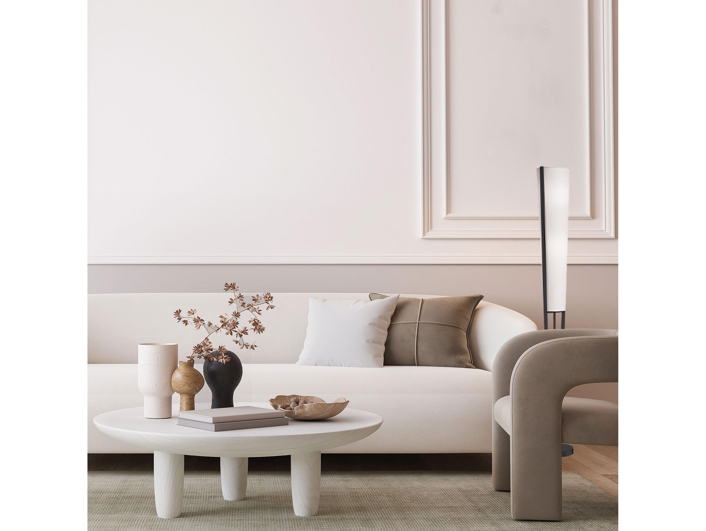 Dainolite Emotions Matte Black White Fabric Floor Lamp