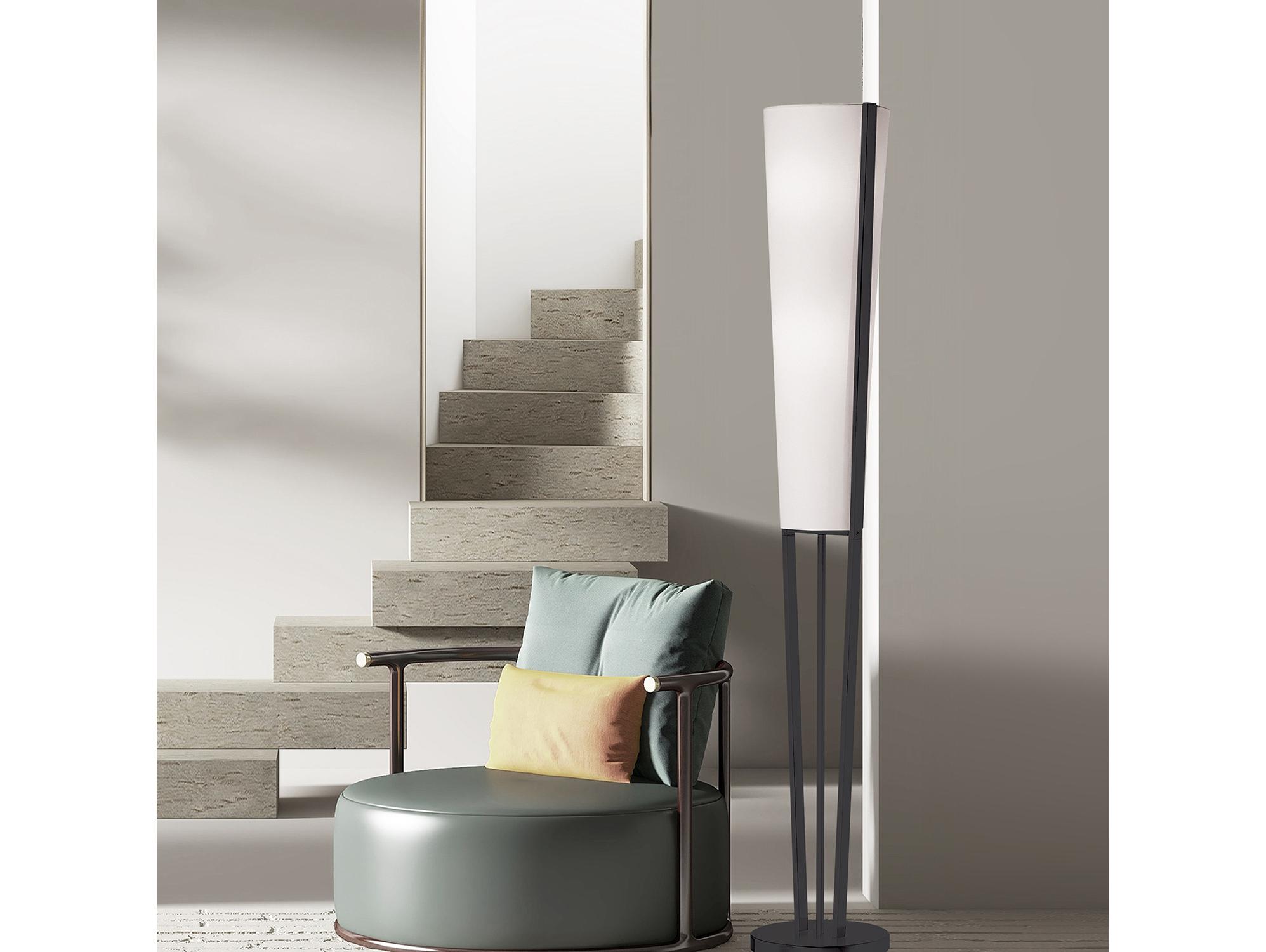 Dainolite Emotions Matte Black White Fabric Floor Lamp