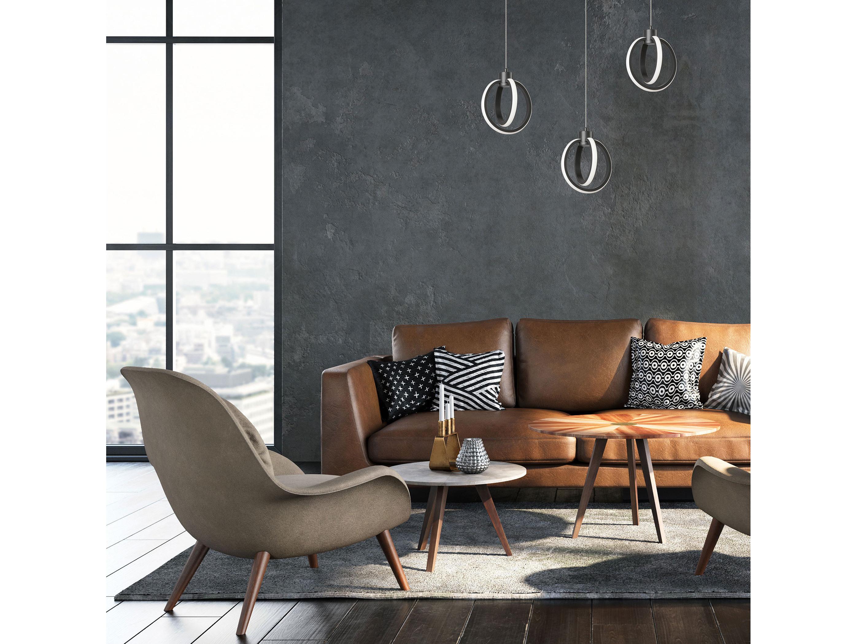 Dainolite Parson 1-Light Matte Black White Round Mini Pendant