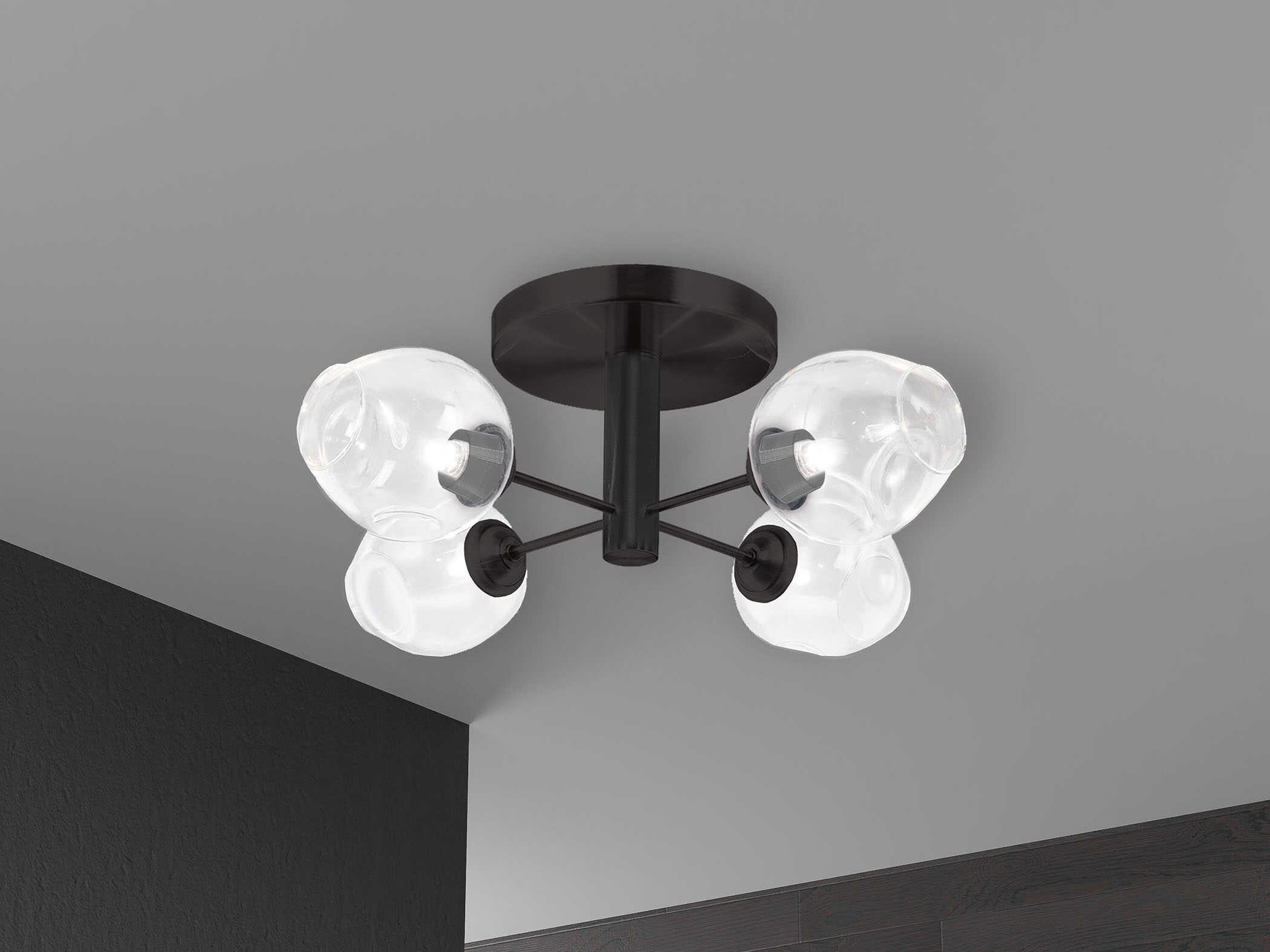 Dainolite Abii 4-Light Matte Black Semi Flush Mount