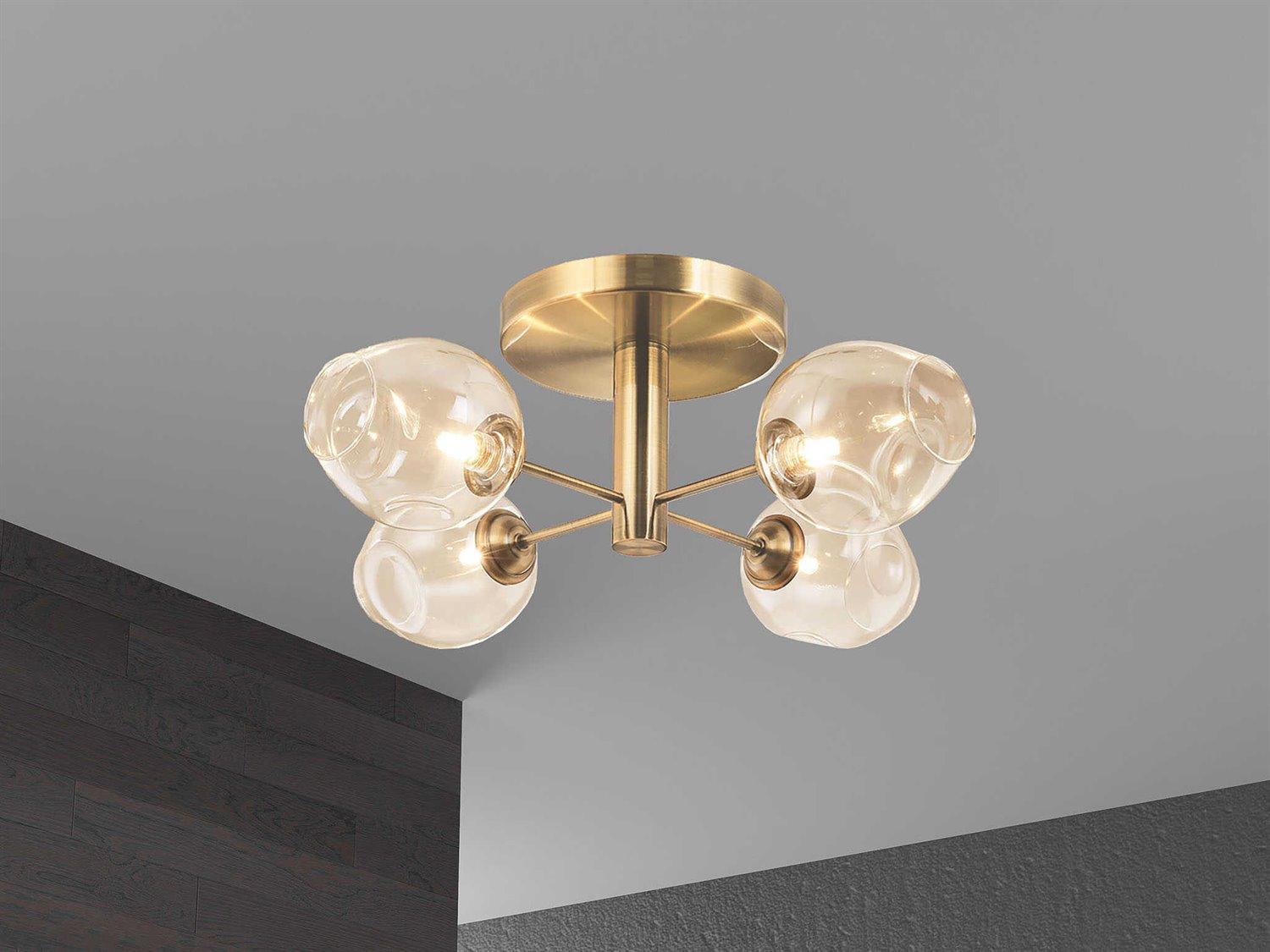 Dainolite Abii 4-Light Vintage Bronze Champagne Gold Semi Flush Mount