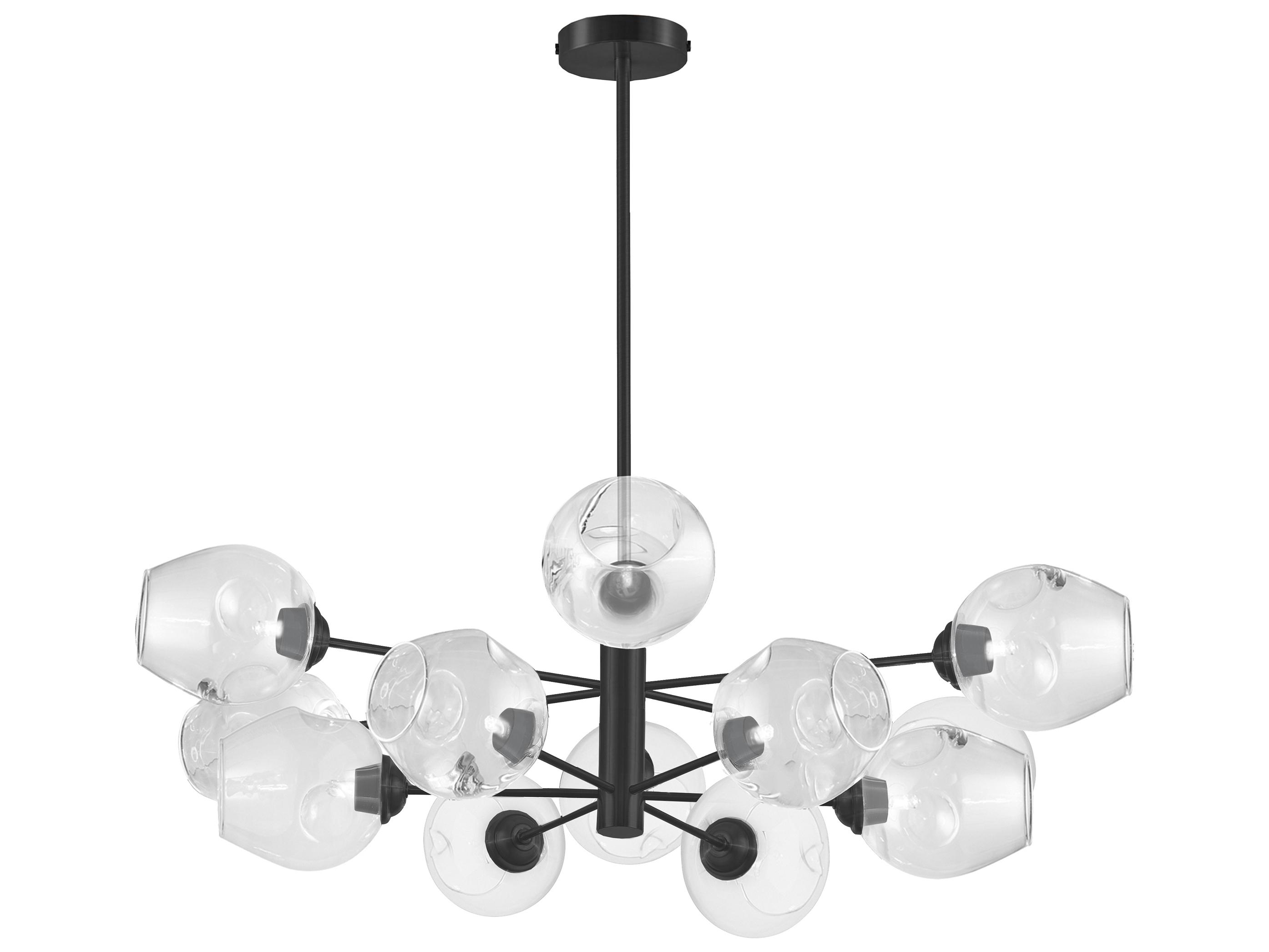 Dainolite Abii 12-Light Matte Black Globe Tiered Chandelier