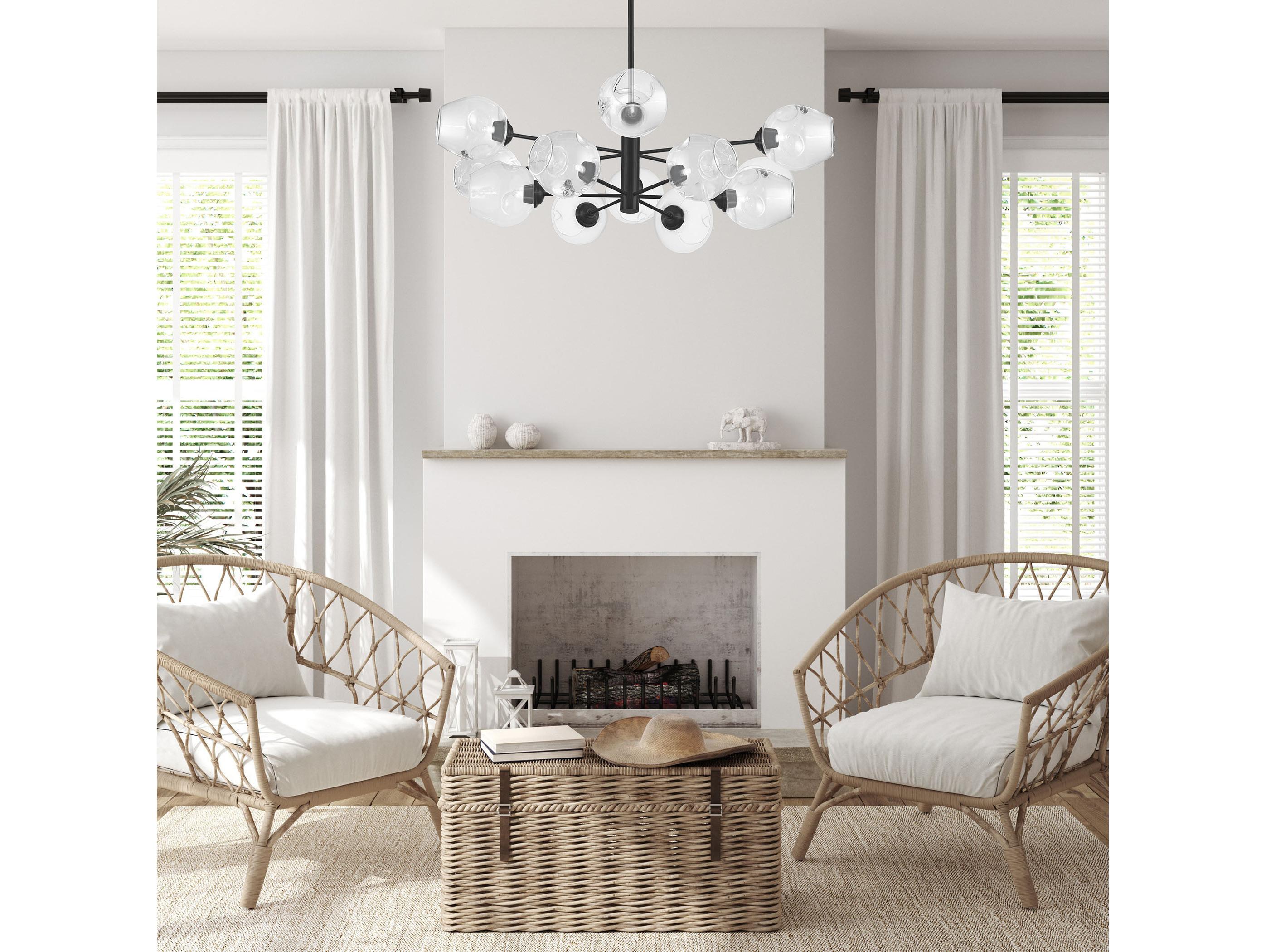 Dainolite Abii 12-Light Matte Black Globe Tiered Chandelier