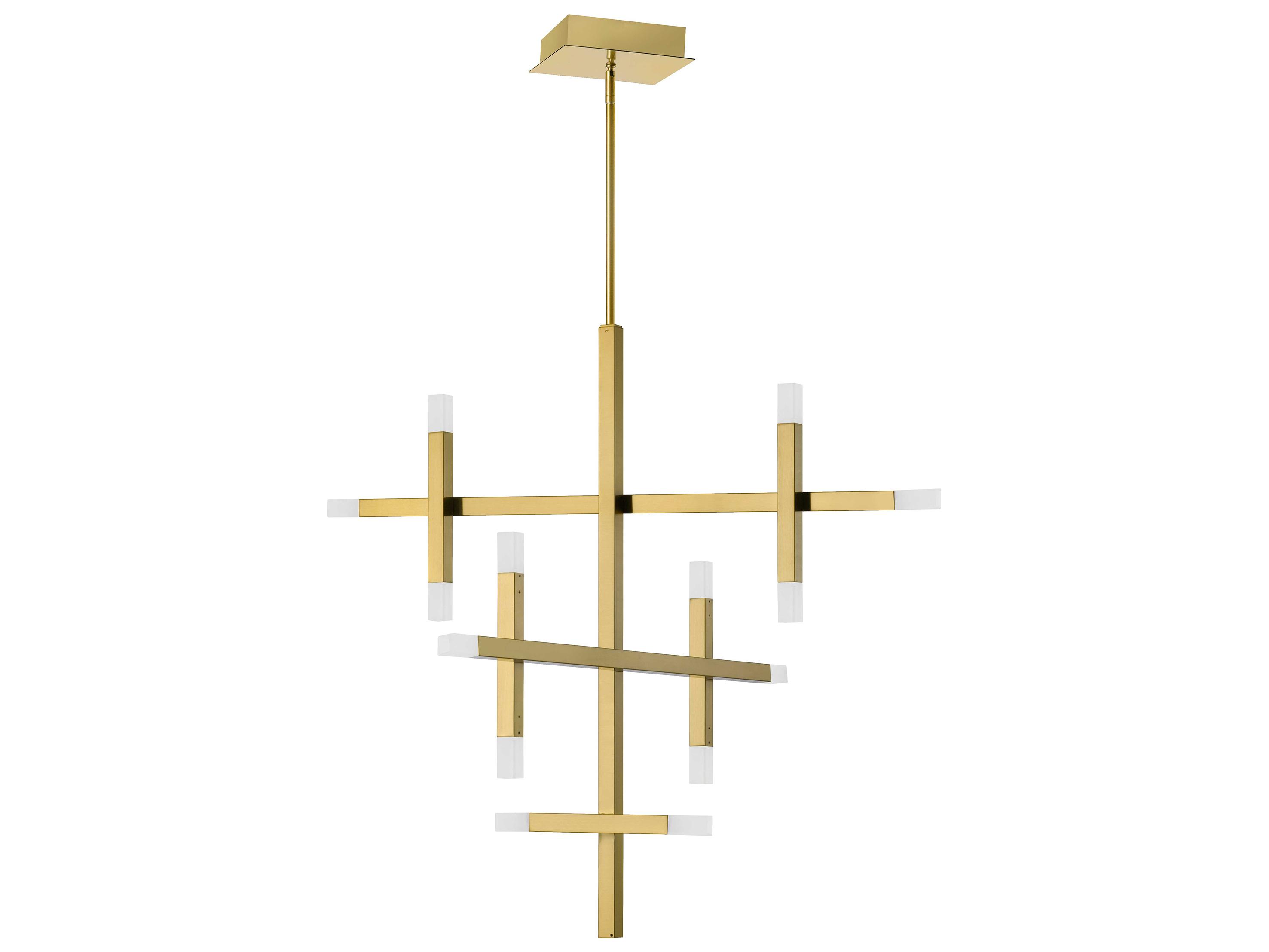 Dainolite Acasia 14-Light Aged Brass Geometric Linear Tiered Chandelier