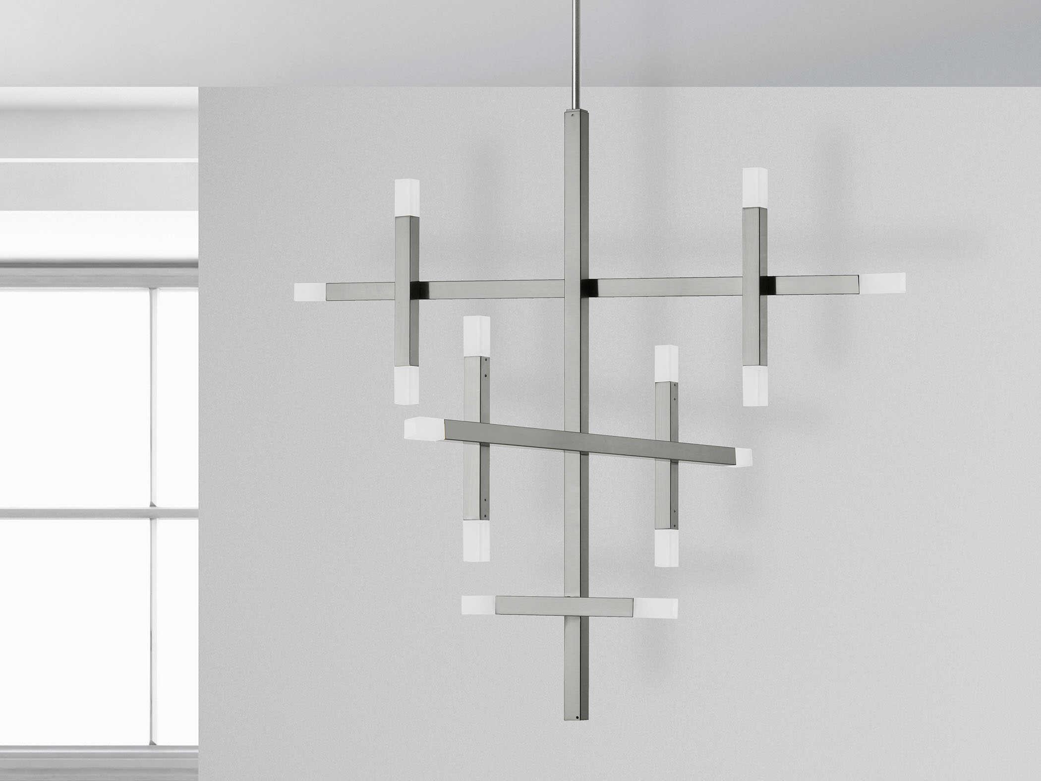 Dainolite Acasia 14-Light Polished Chrome Geometric Linear Tiered Chandelier
