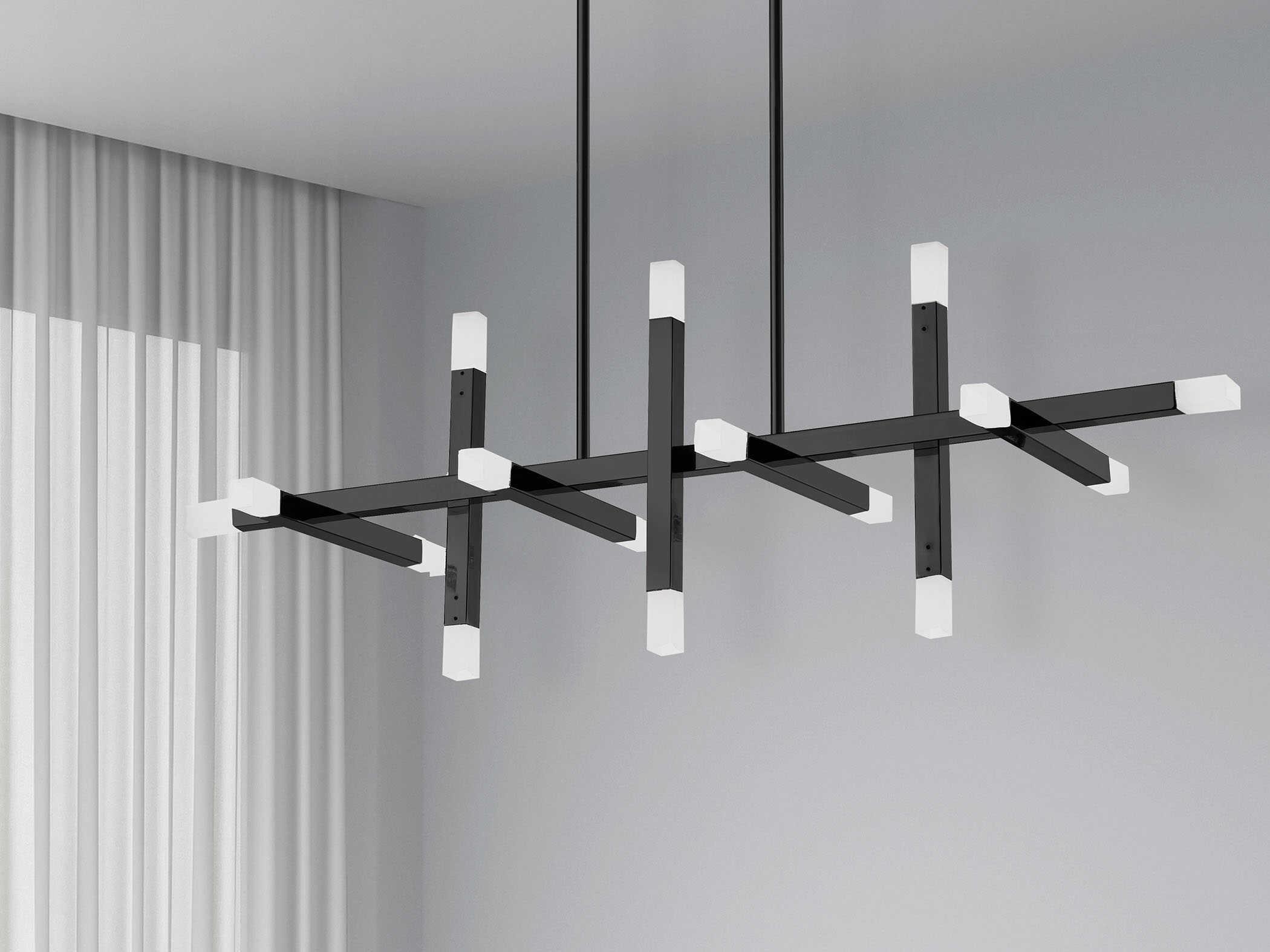 Dainolite Acasia 16-Light Matte Black Linear Island Pendant