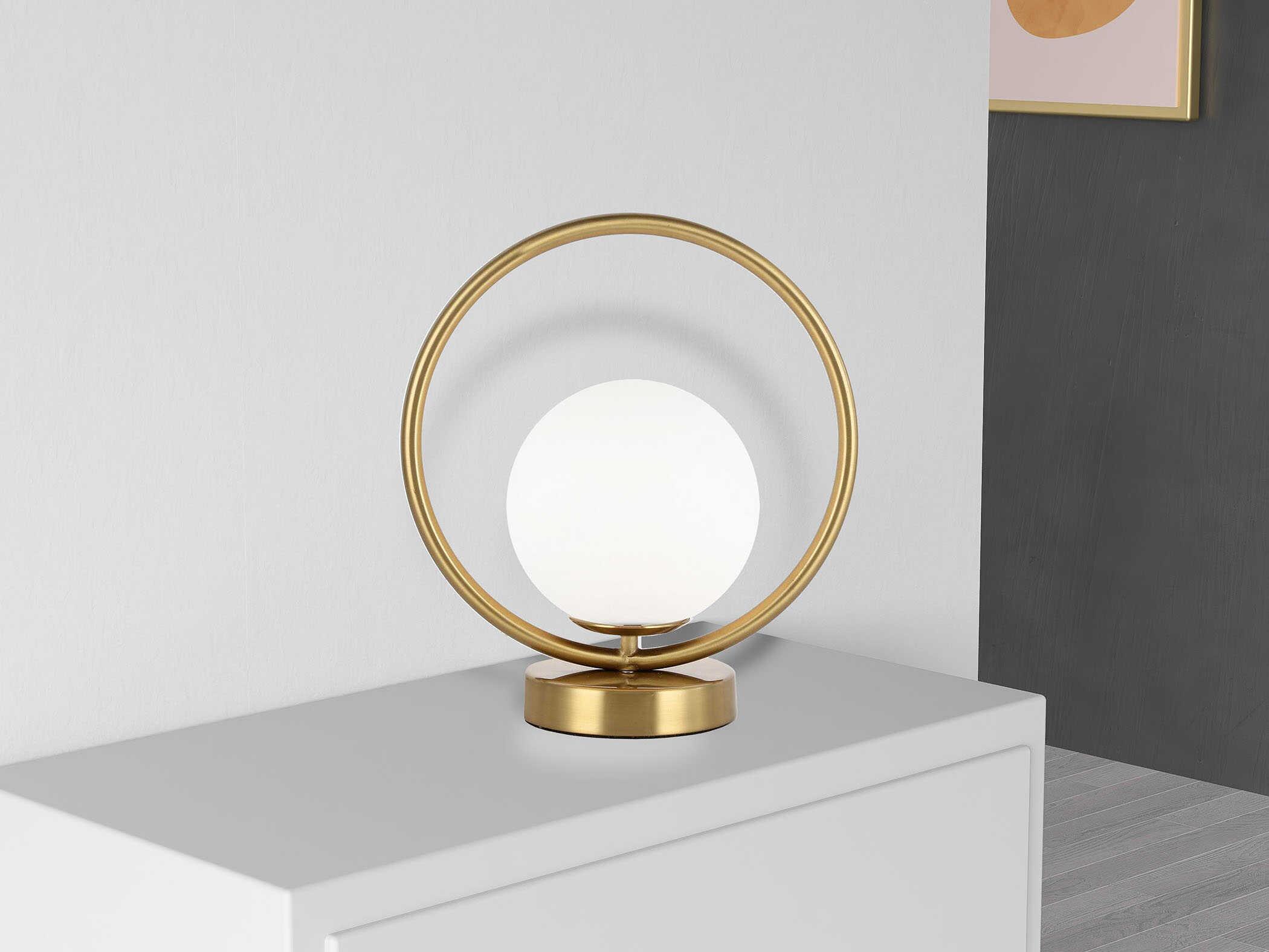 Dainolite Adrienna Aged Brass Opal White Glass Table Lamp