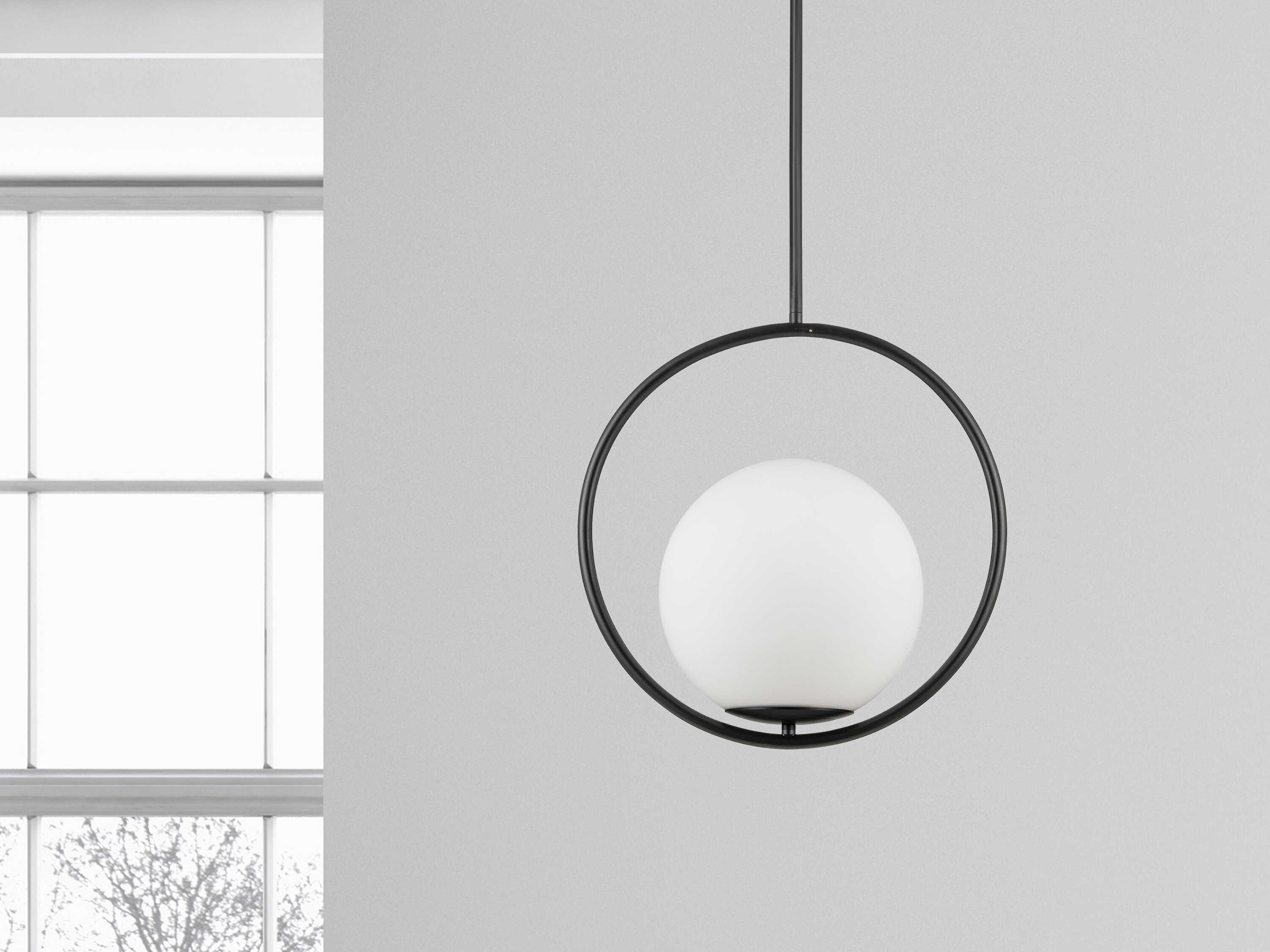 Dainolite Adrienna 1-Light Matte Black Globe Pendant