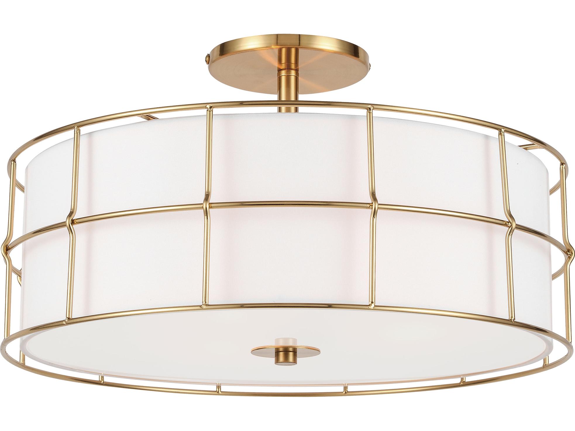 Dainolite Alcala 3-Light Aged Brass Round Semi Flush Mount