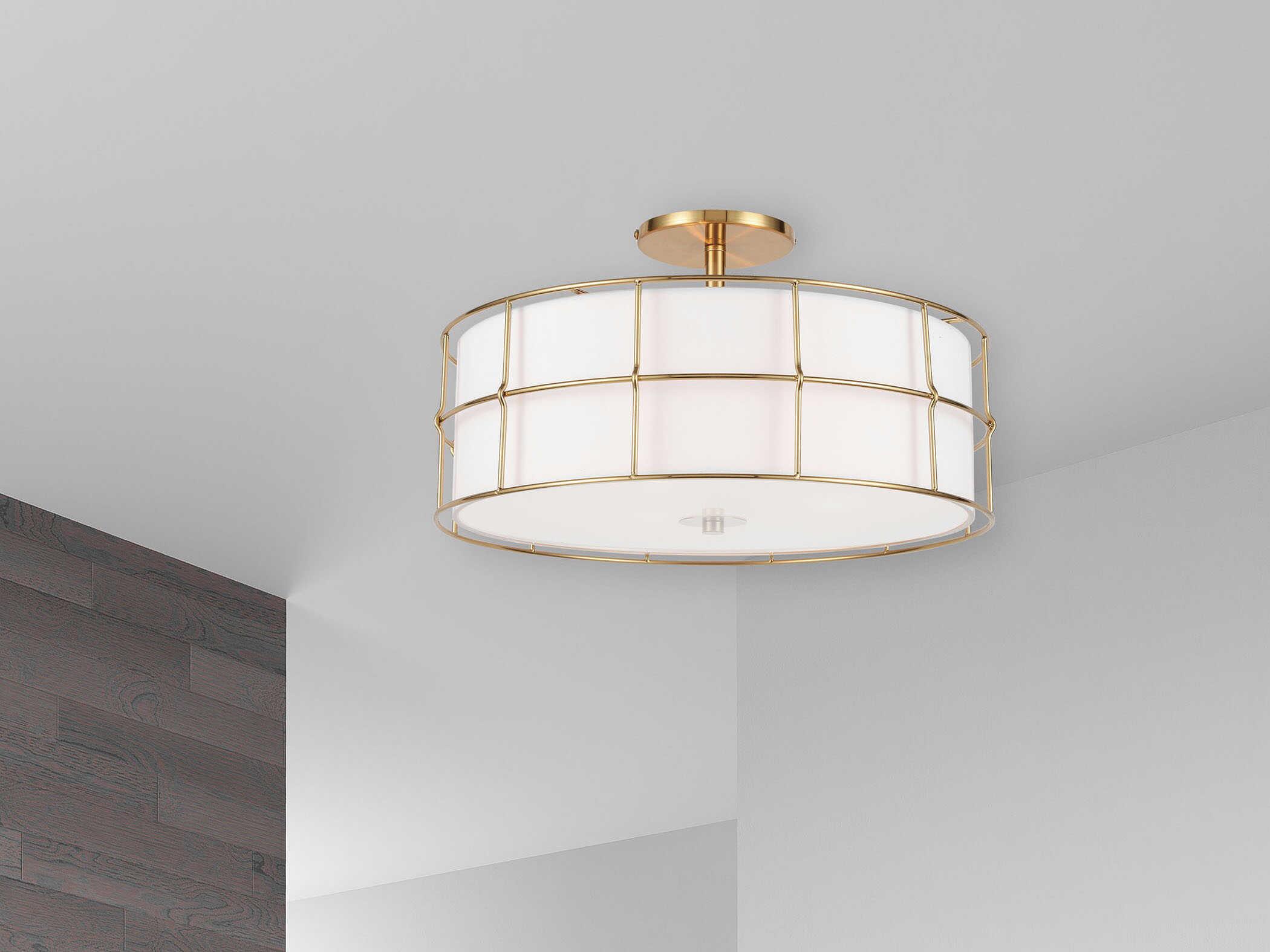 Dainolite Alcala 3-Light Aged Brass Round Semi Flush Mount
