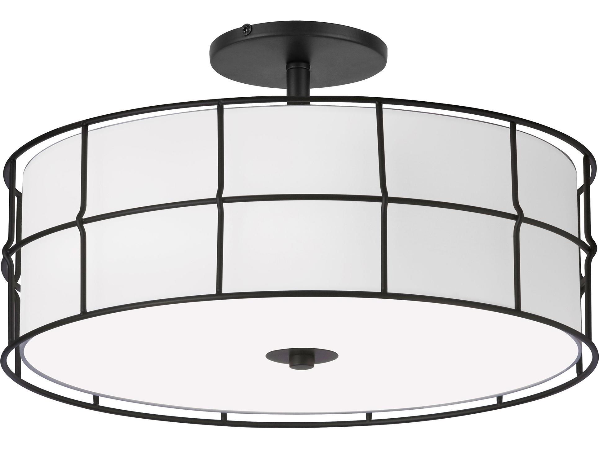 Dainolite Alcala 3-Light Matte Black Round Semi Flush Mount