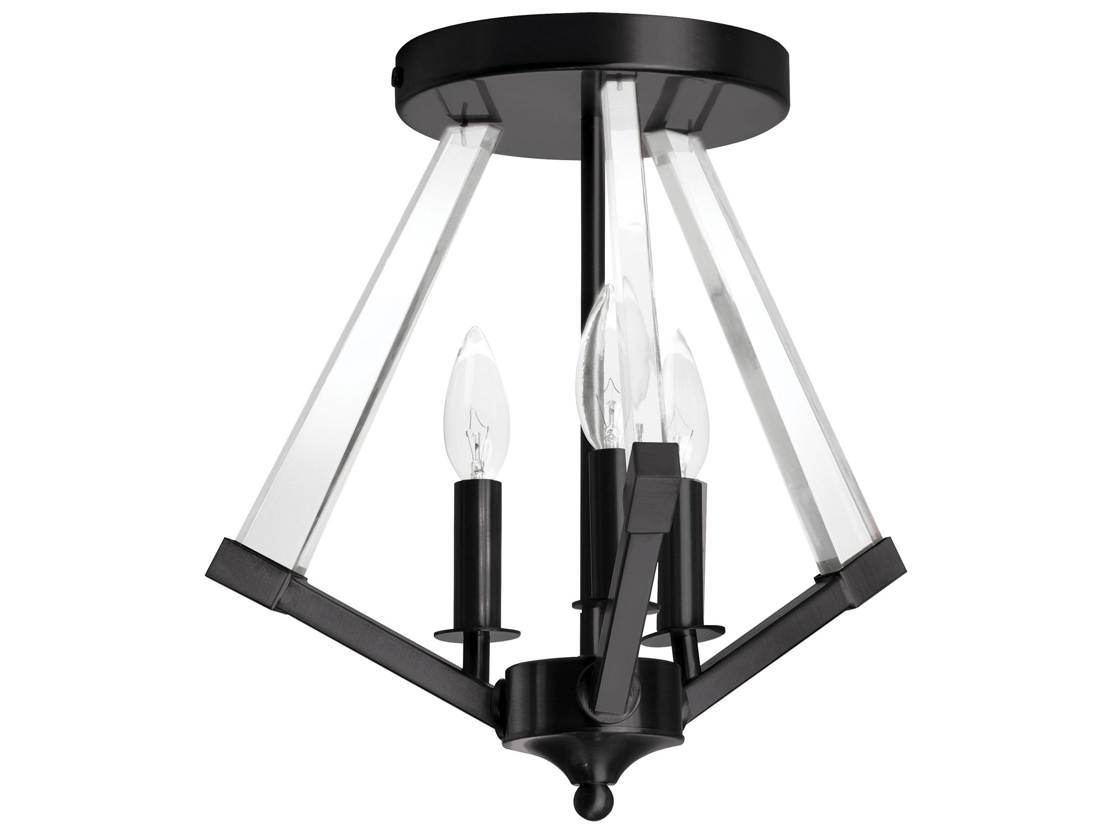 Dainolite Aalto 3-Light Matte Black Geometric Semi Flush Mount