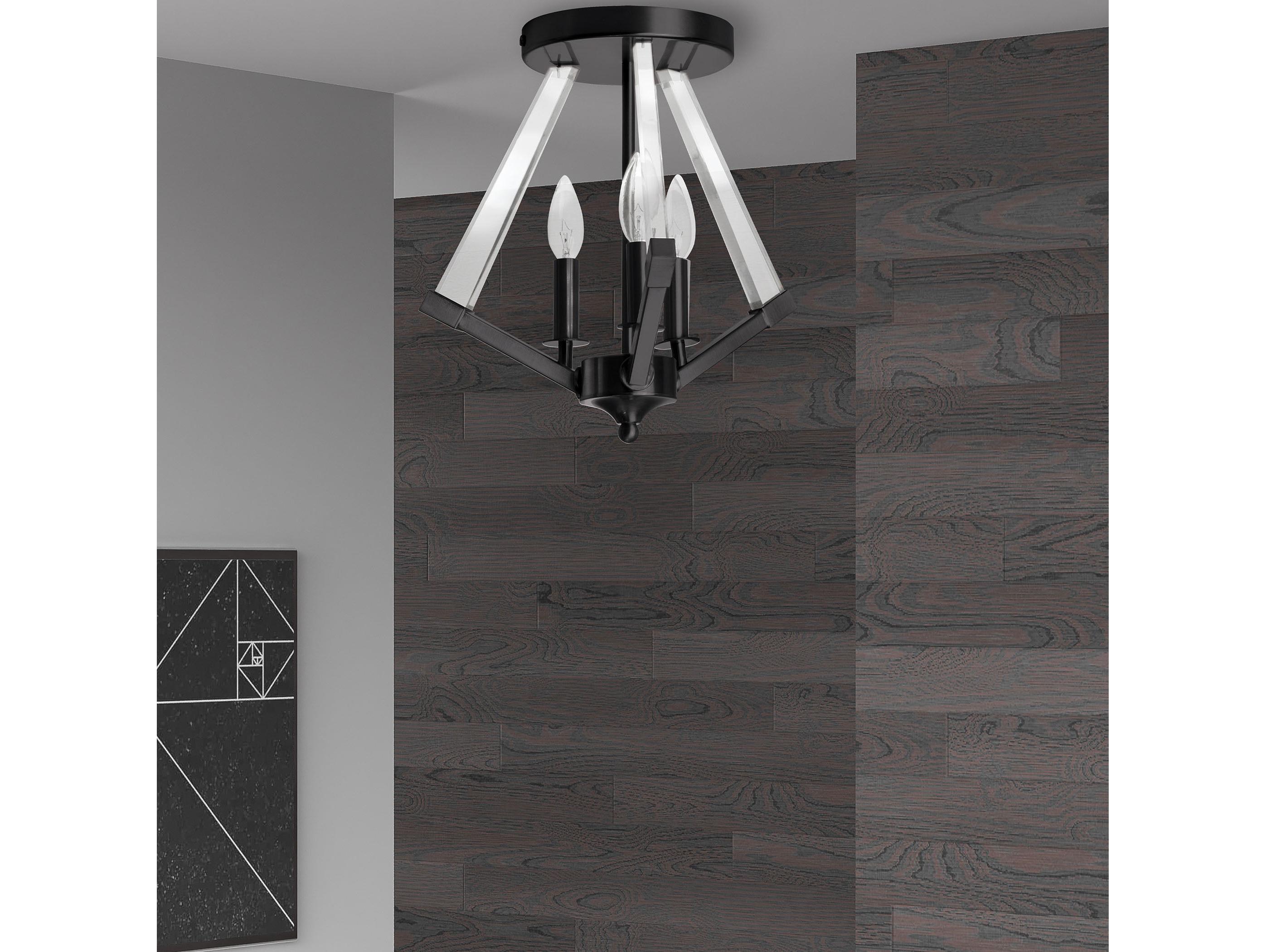 Dainolite Aalto 3-Light Matte Black Geometric Semi Flush Mount