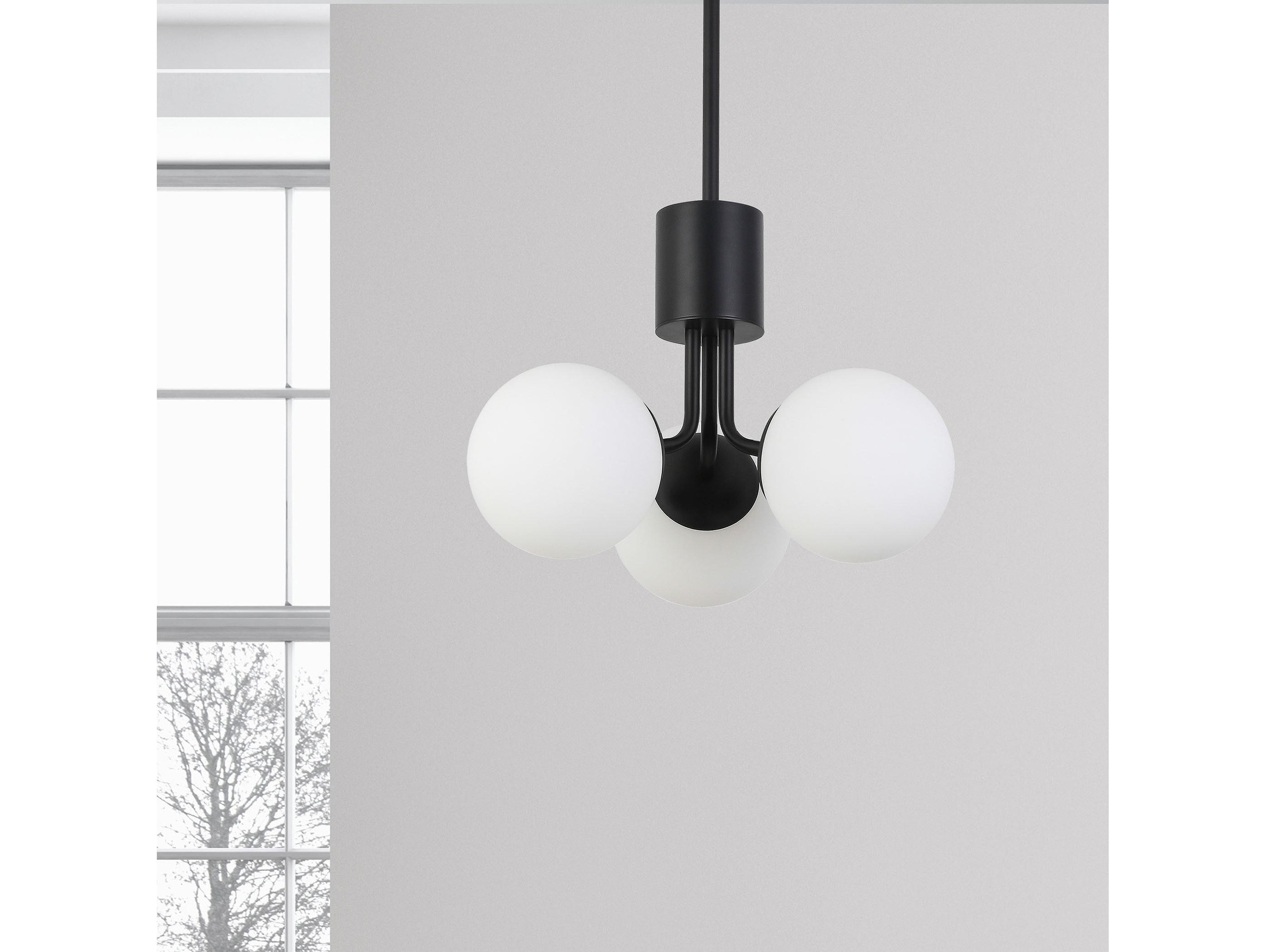 Dainolite Amanda 3-Light Matte Black Globe Pendant