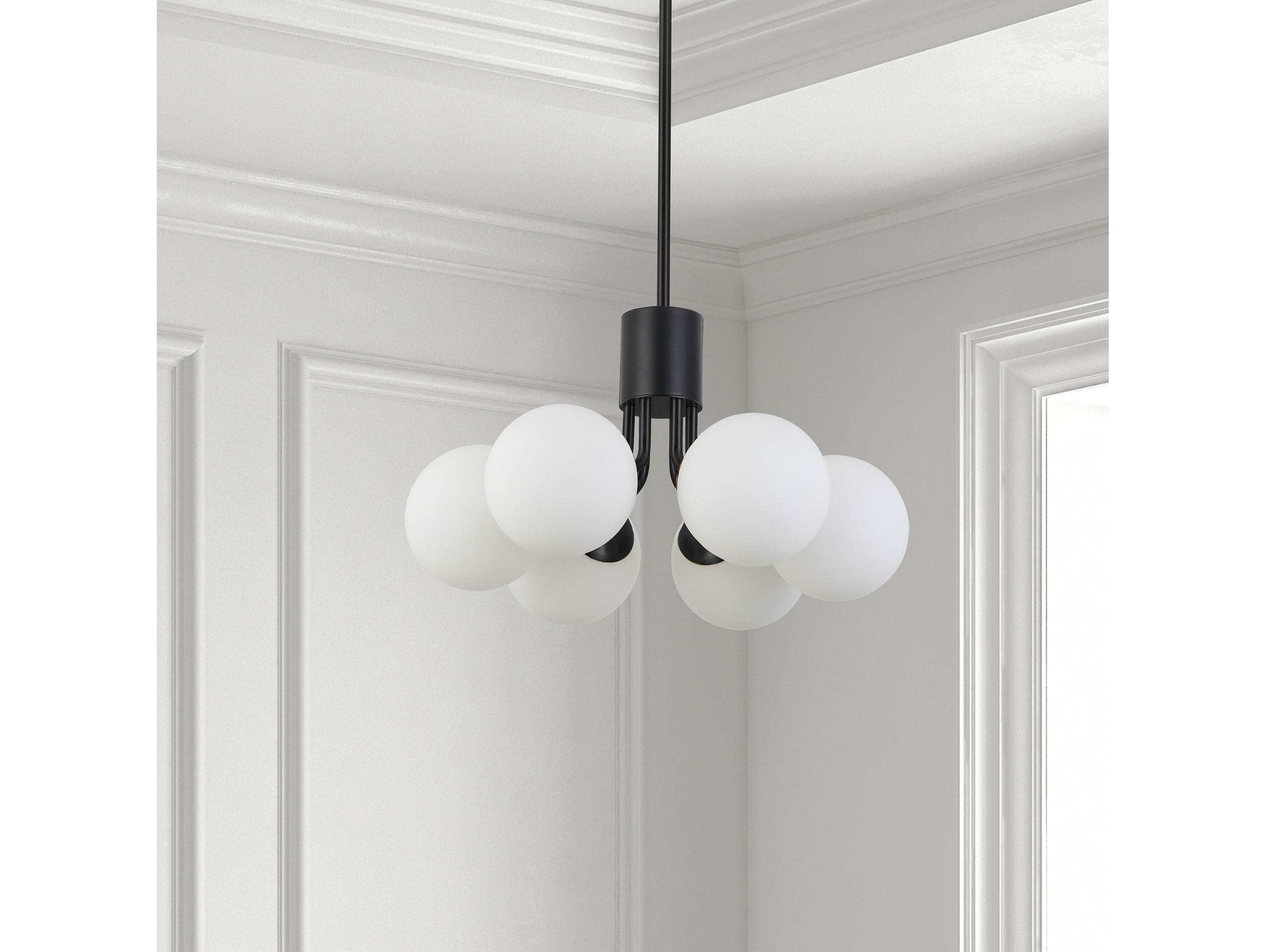 Dainolite Amanda 6-Light Matte Black Globe Pendant
