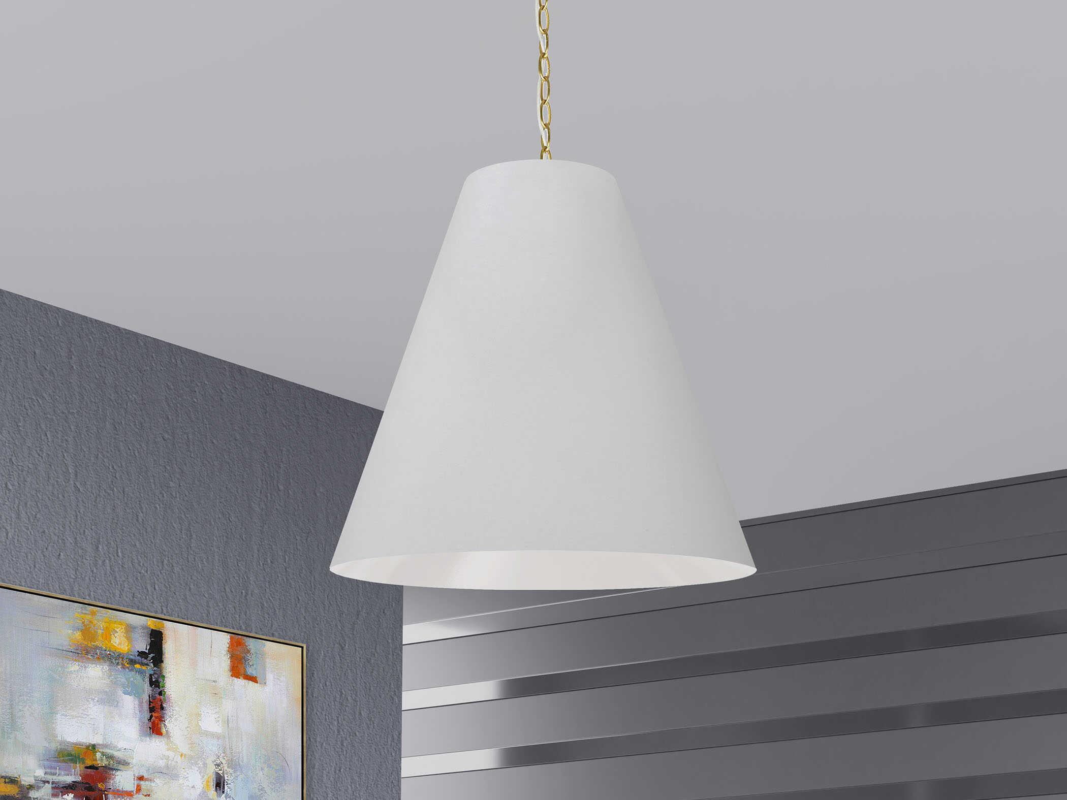 Dainolite Anaya 1-Light Aged Brass White Drum Pendant