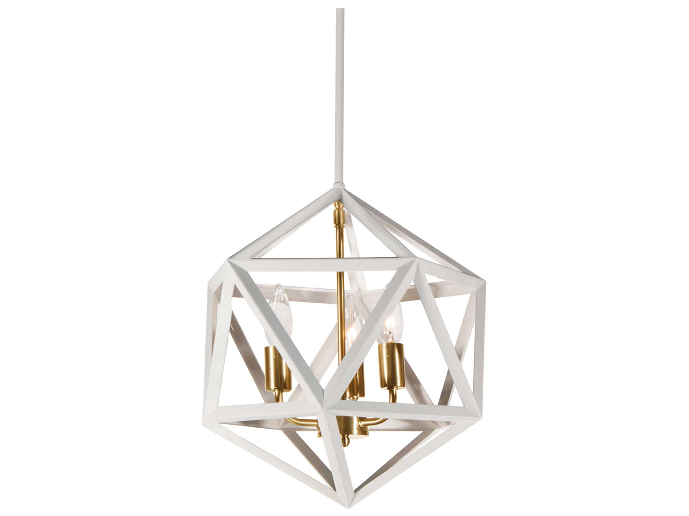 Dainolite Archello 3-Light Matte White Vintage Bronze Geometric Pendant