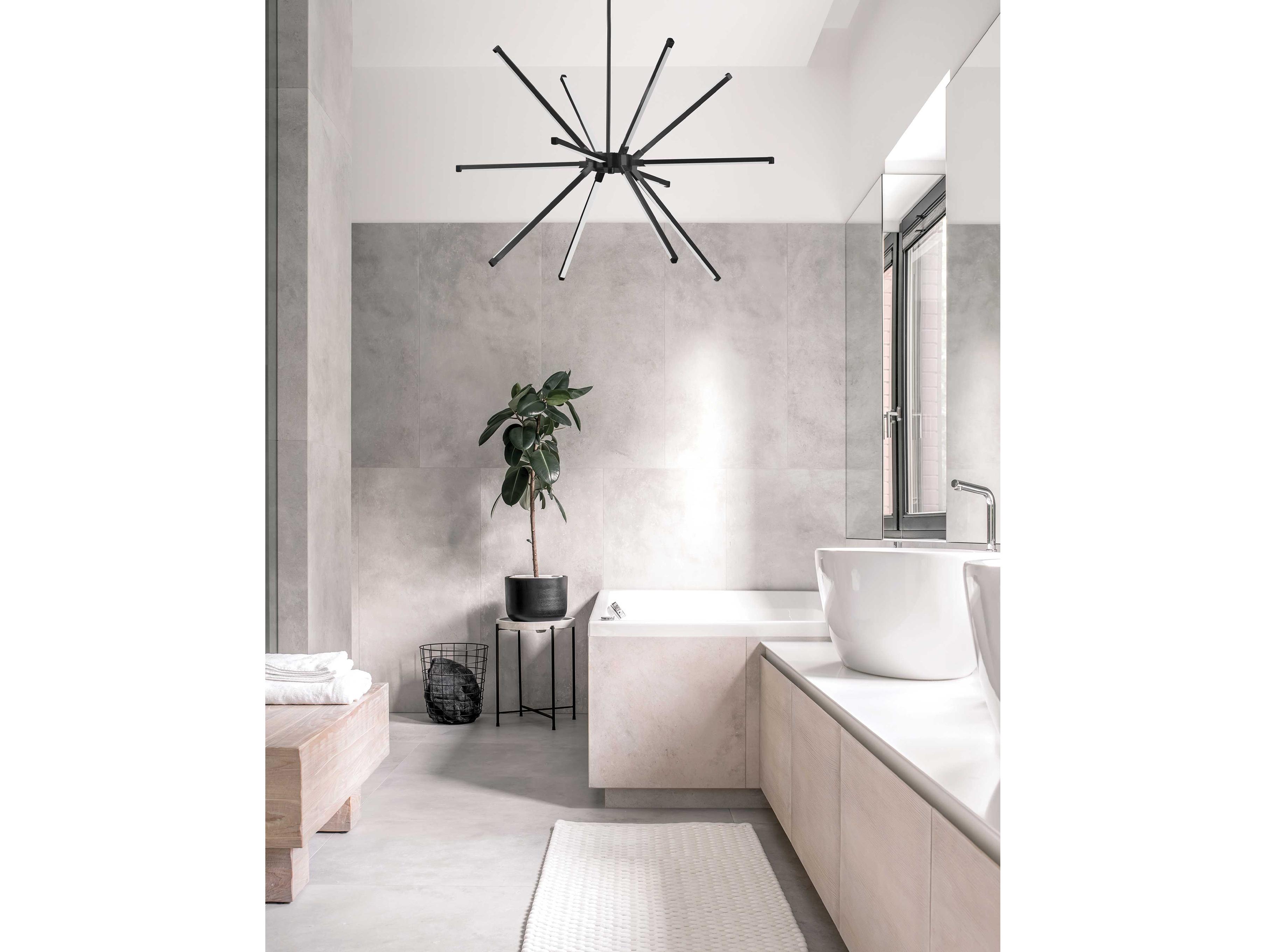 Dainolite Array 12-Light Matte Black Linear Sputnik Chandelier