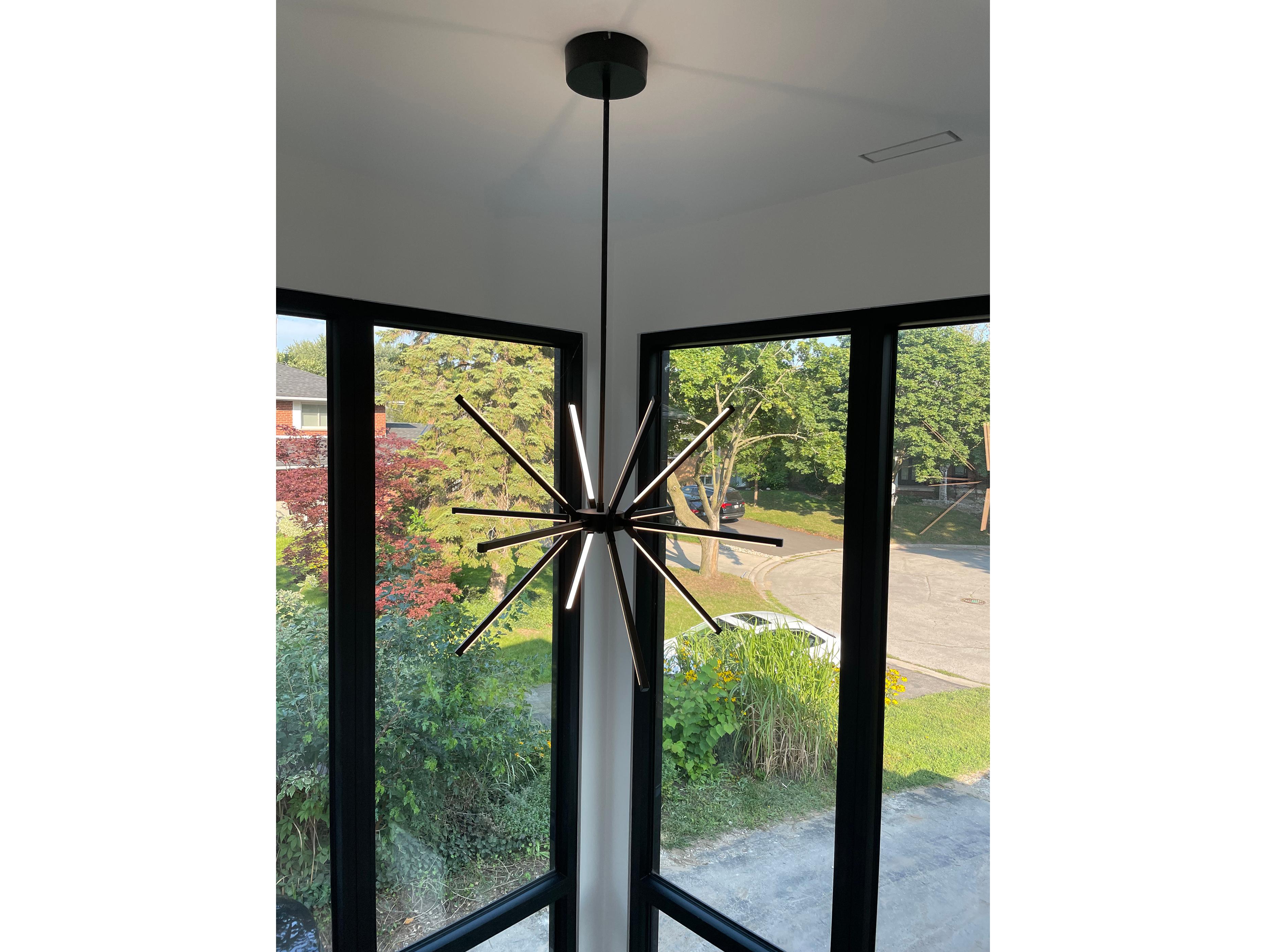 Dainolite Array 12-Light Matte Black Linear Sputnik Chandelier