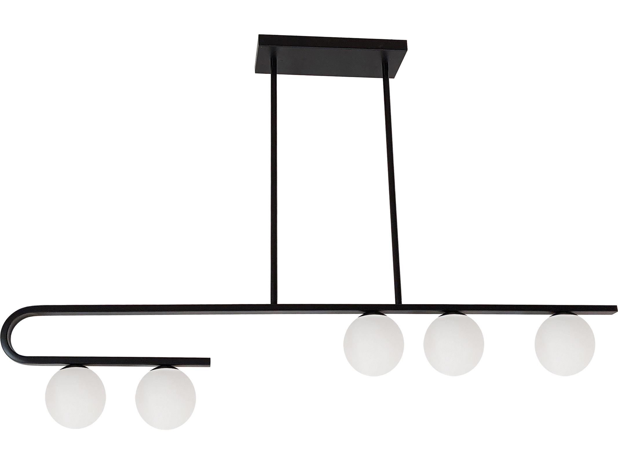 Dainolite Atlas 5-Light Matte Black Globe Linear Island Pendant