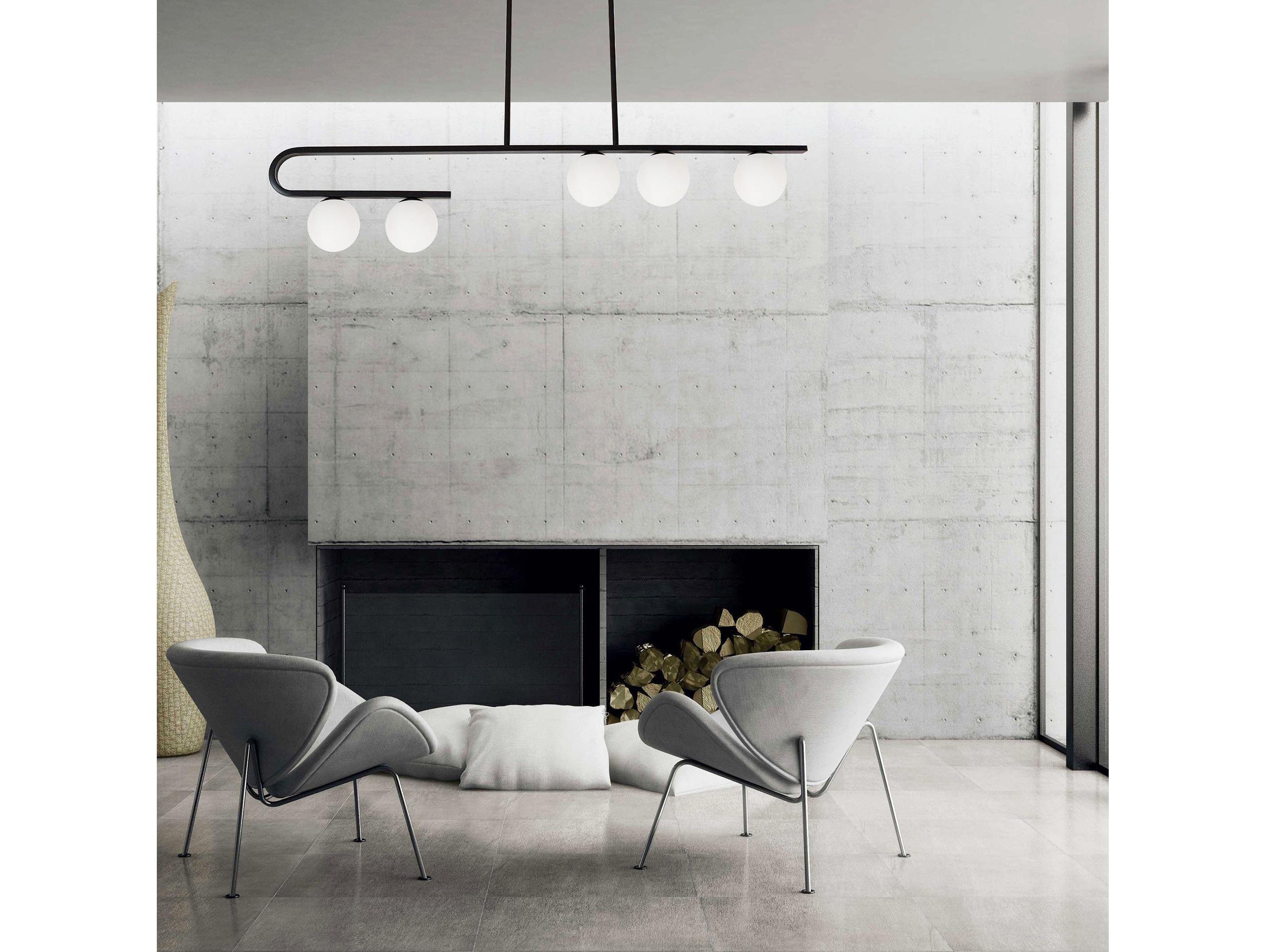 Dainolite Atlas 5-Light Matte Black Globe Linear Island Pendant