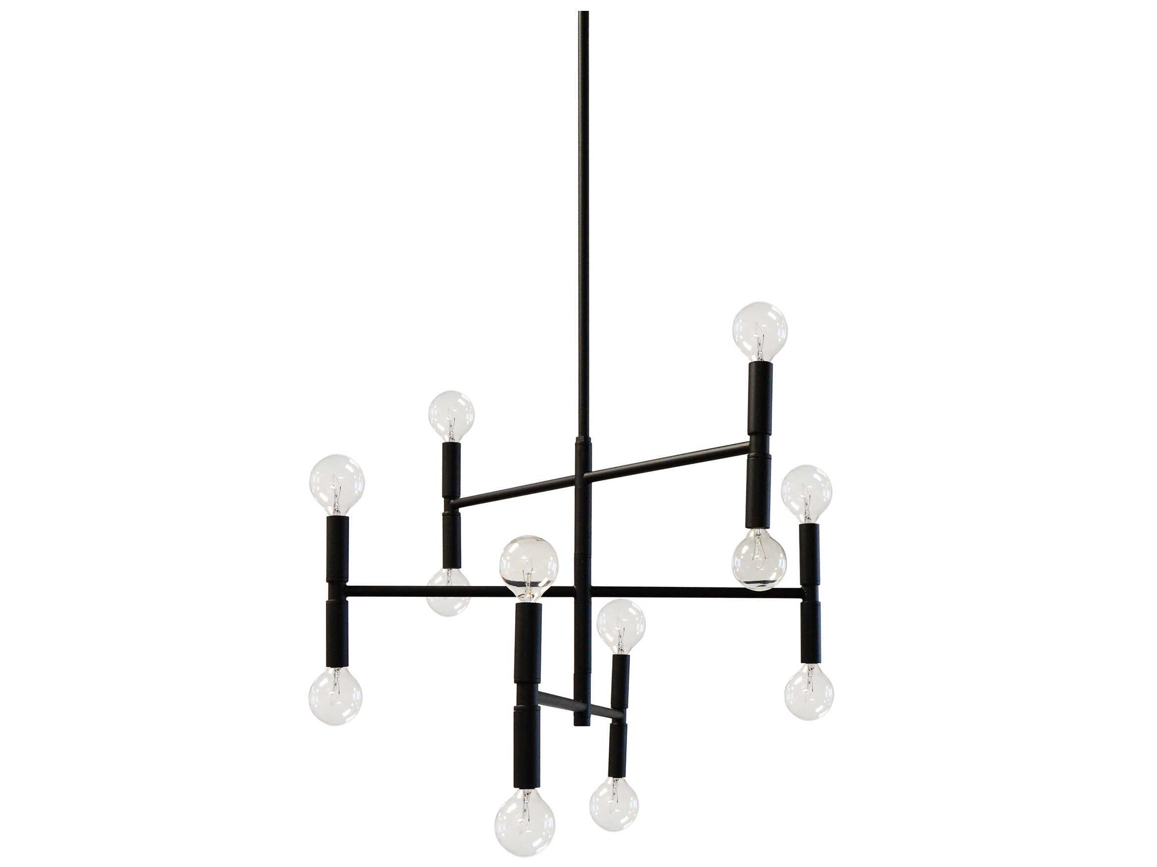 Dainolite Ava 12-Light Matte Black Linear Tiered Chandelier