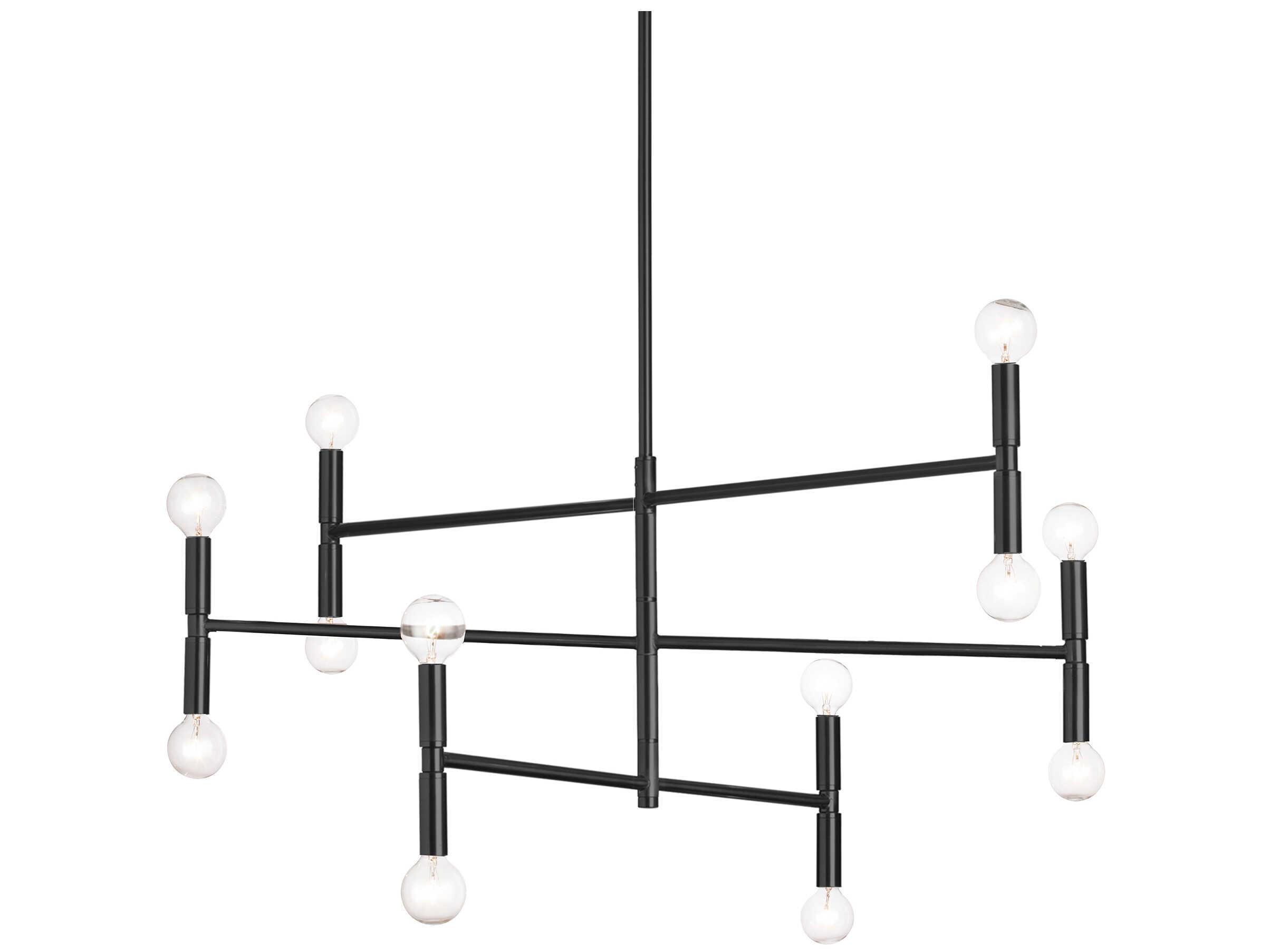 Dainolite Ava 12-Light Matte Black Linear Tiered Chandelier