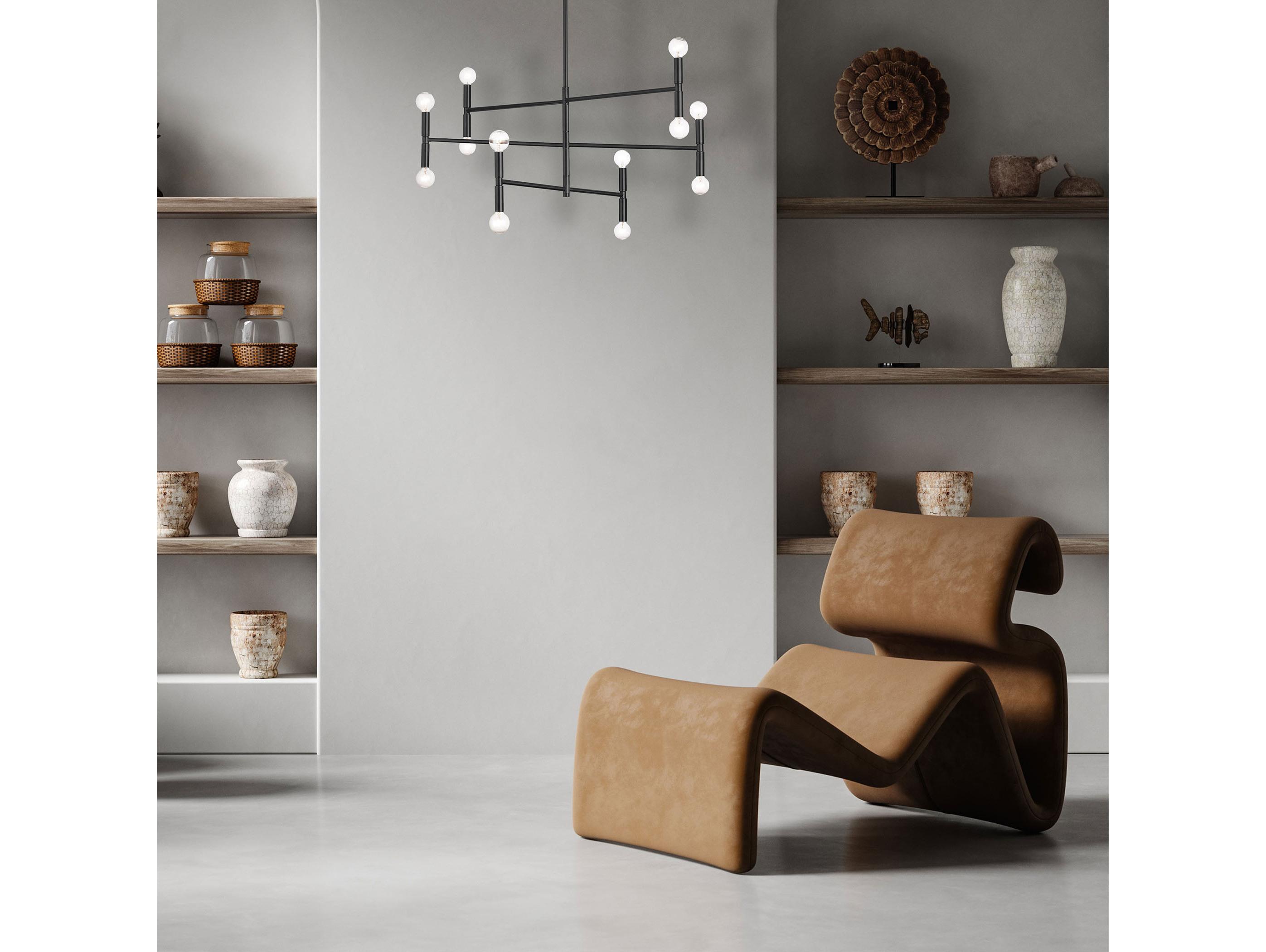 Dainolite Ava 12-Light Matte Black Linear Tiered Chandelier