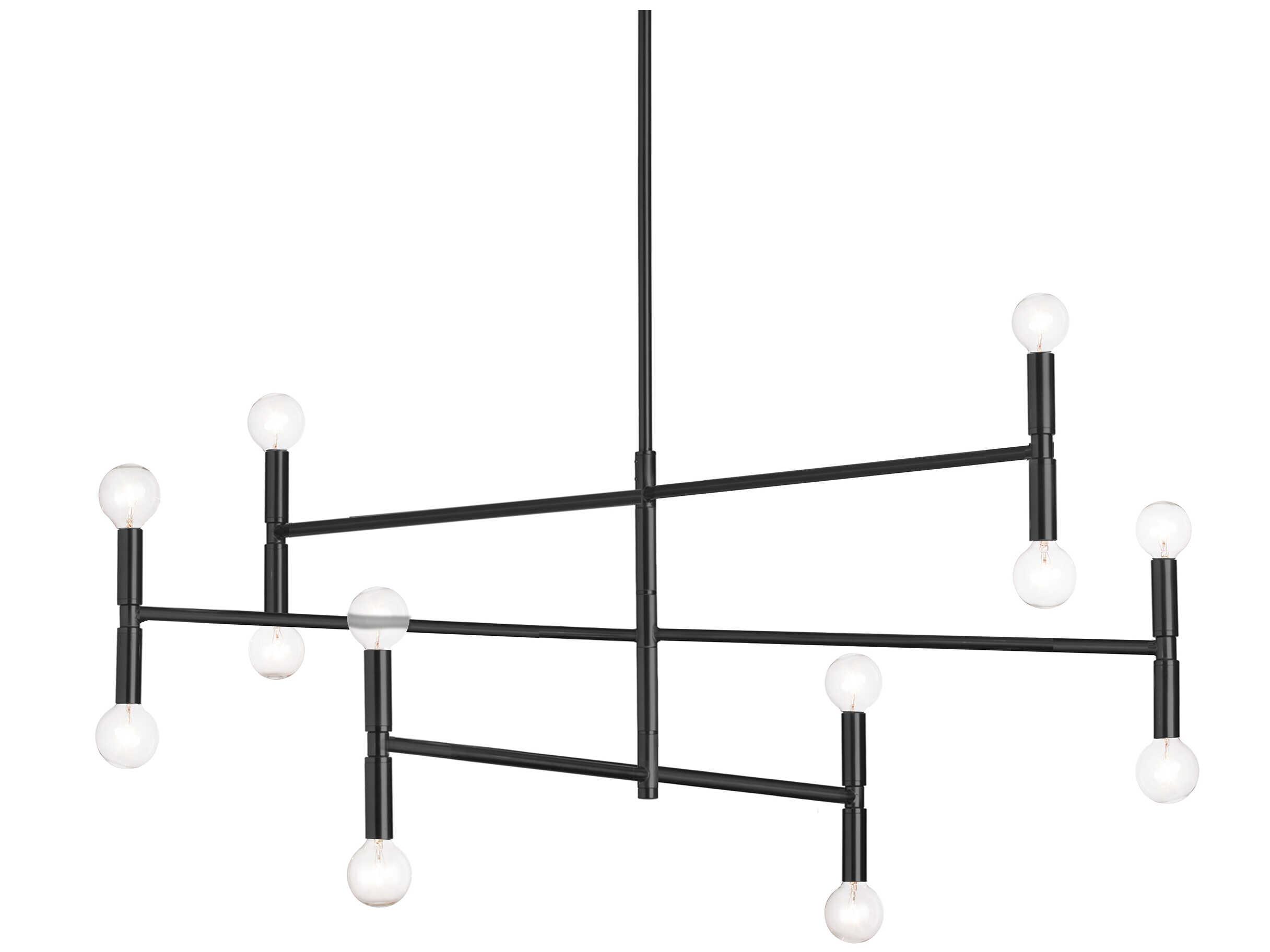 Dainolite Ava 12-Light Matte Black Linear Tiered Chandelier