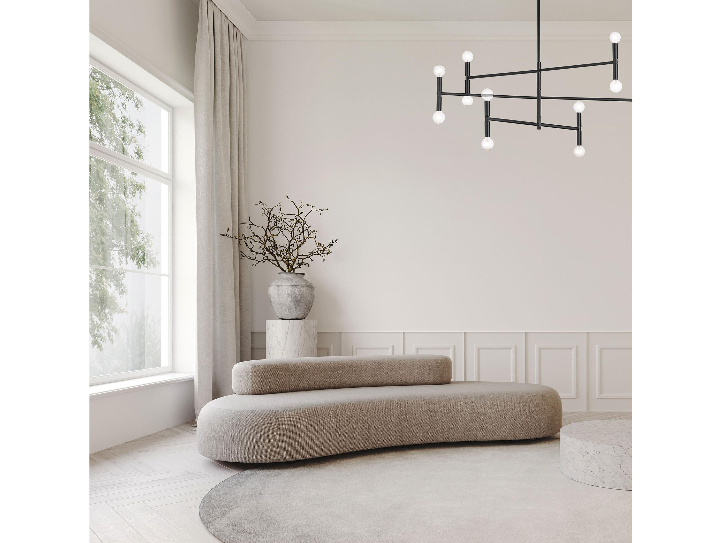 Dainolite Ava 12-Light Matte Black Linear Tiered Chandelier