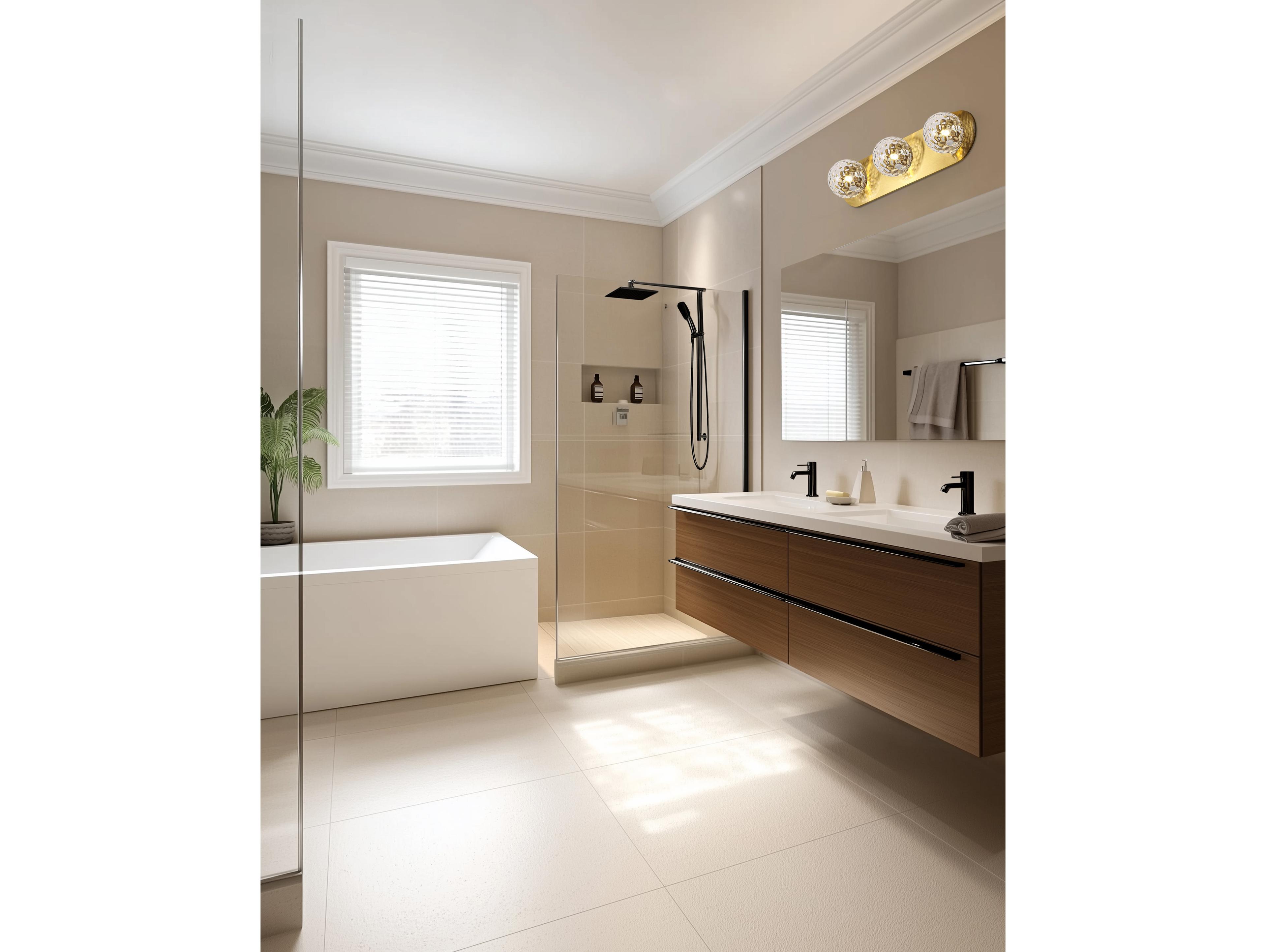 Dainolite Burlat 3-Light Aged Brass Vanity Light