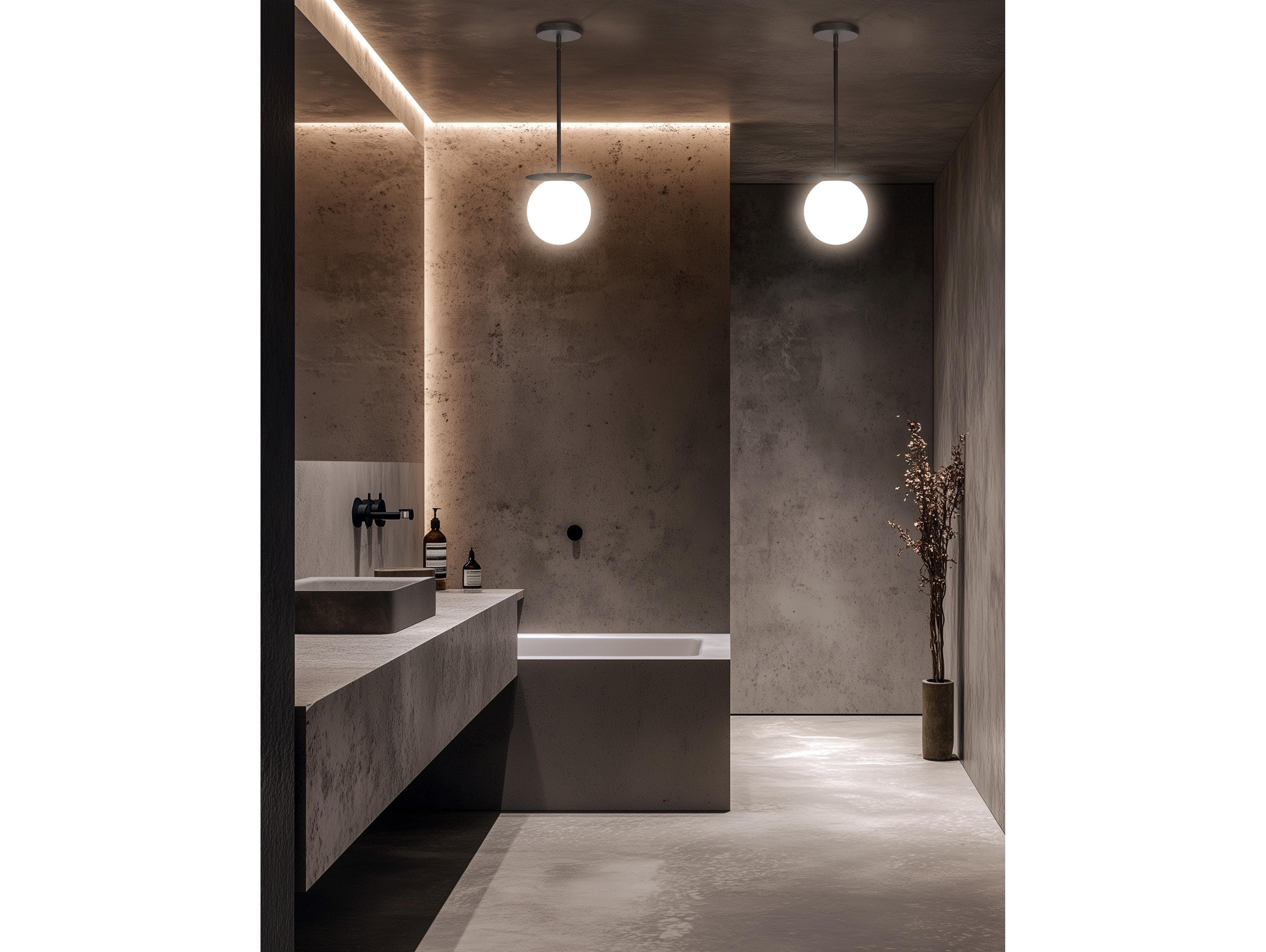 Dainolite Burlat 1-Light Matte Black White Globe Mini Pendant