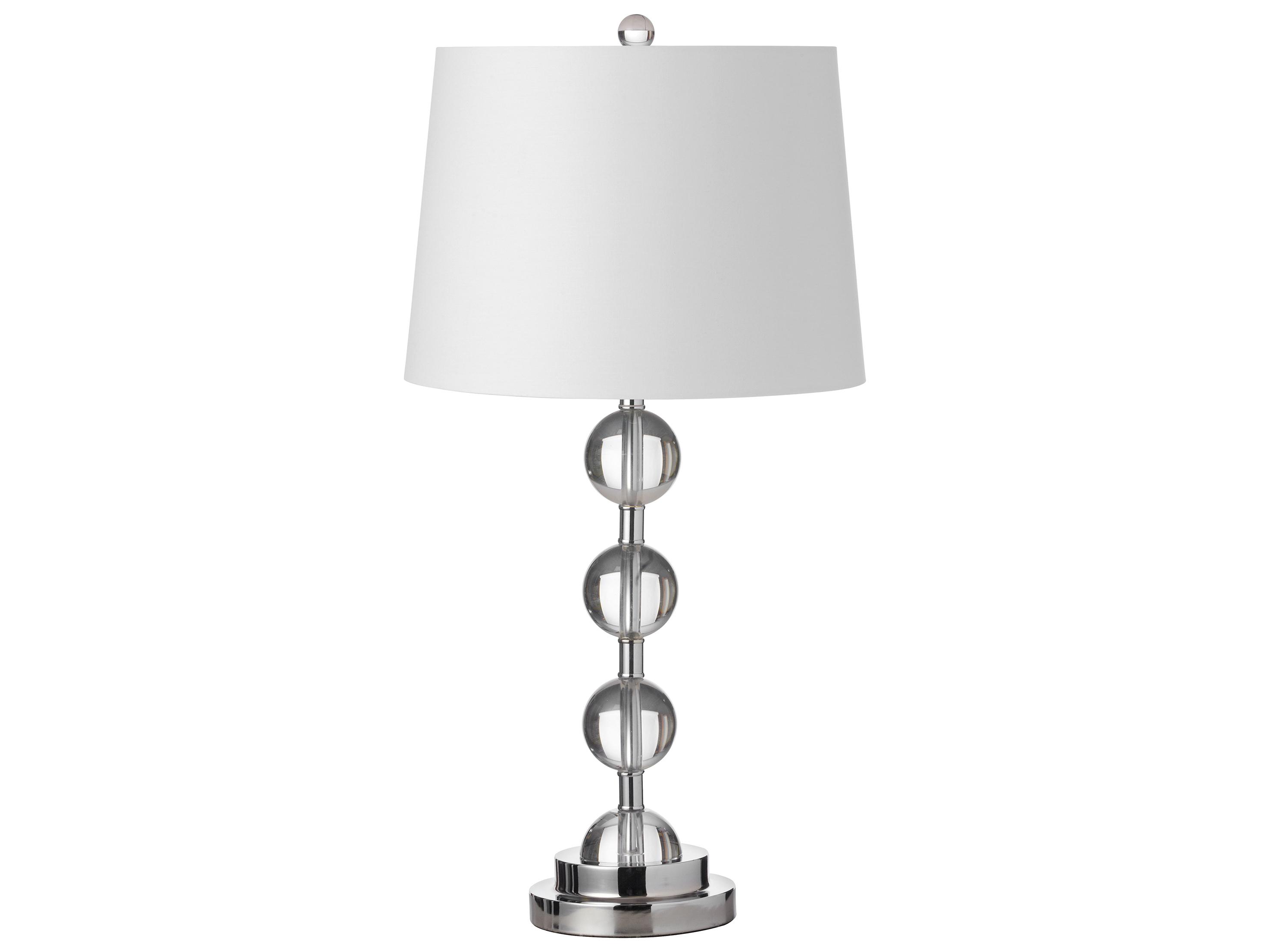 Dainolite Crystal Polished Chrome White Fabric Buffet Lamp