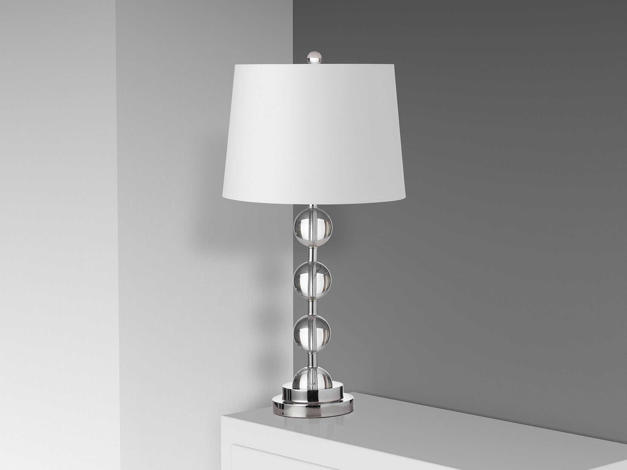 Dainolite Crystal Polished Chrome White Fabric Buffet Lamp