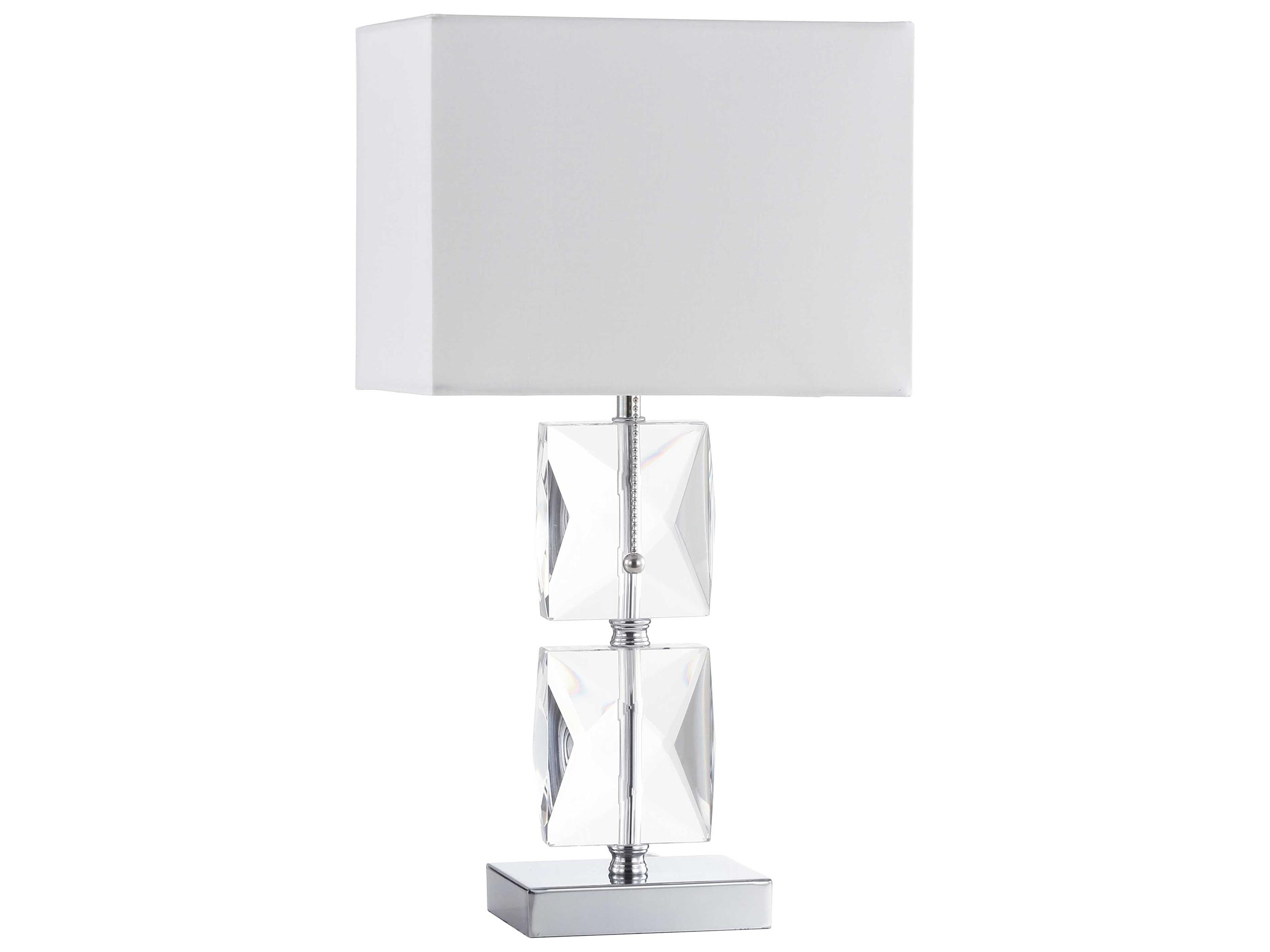 Dainolite Crystal Polished Chrome White Fabric Table Lamp