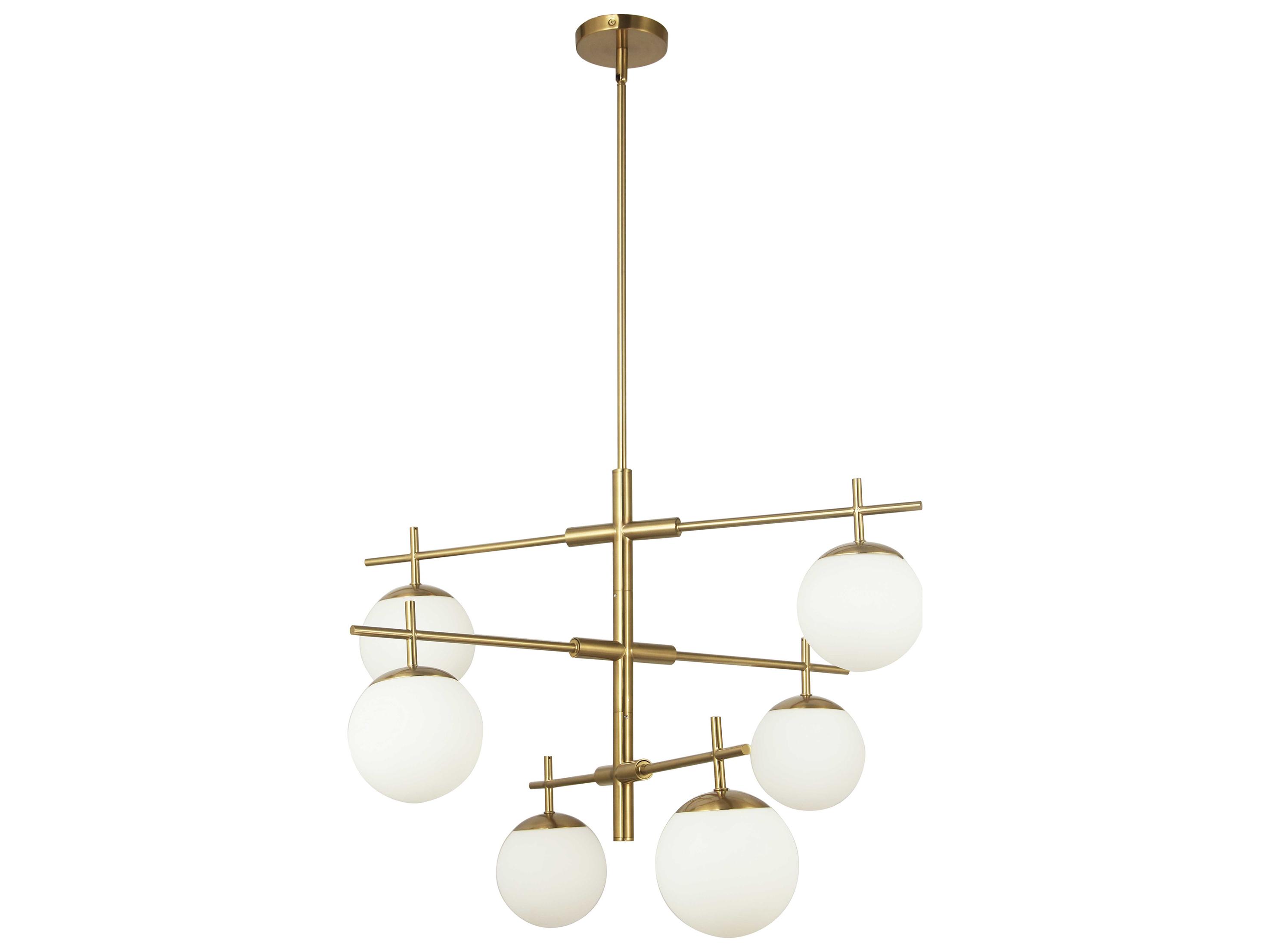 Dainolite Caelia 6-Light Aged Brass Globe Geometric Linear Chandelier