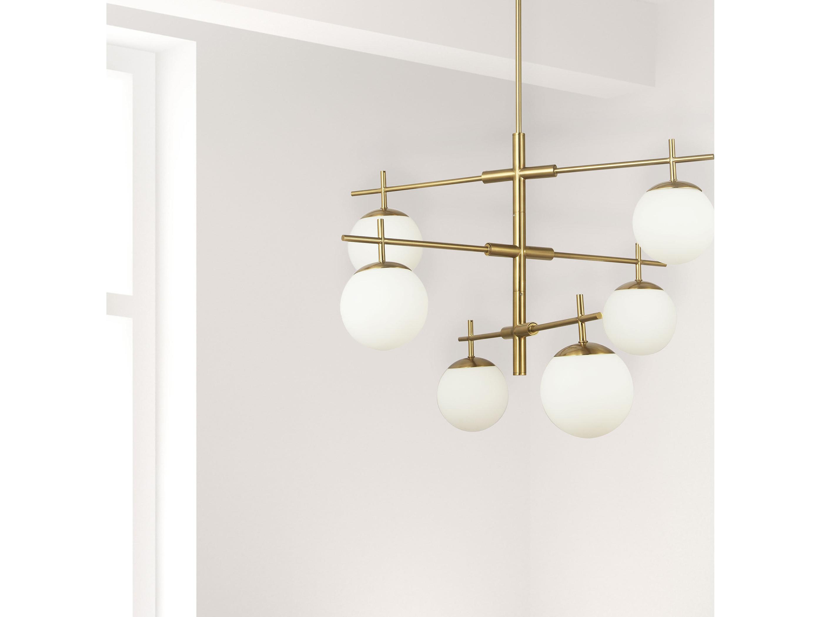 Dainolite Caelia 6-Light Aged Brass Globe Geometric Linear Chandelier