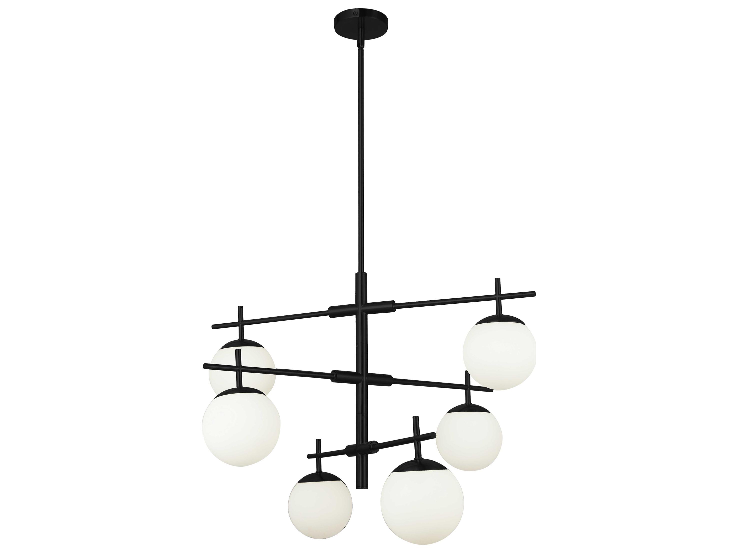 Dainolite Caelia 6-Light Matte Black Globe Geometric Linear Chandelier