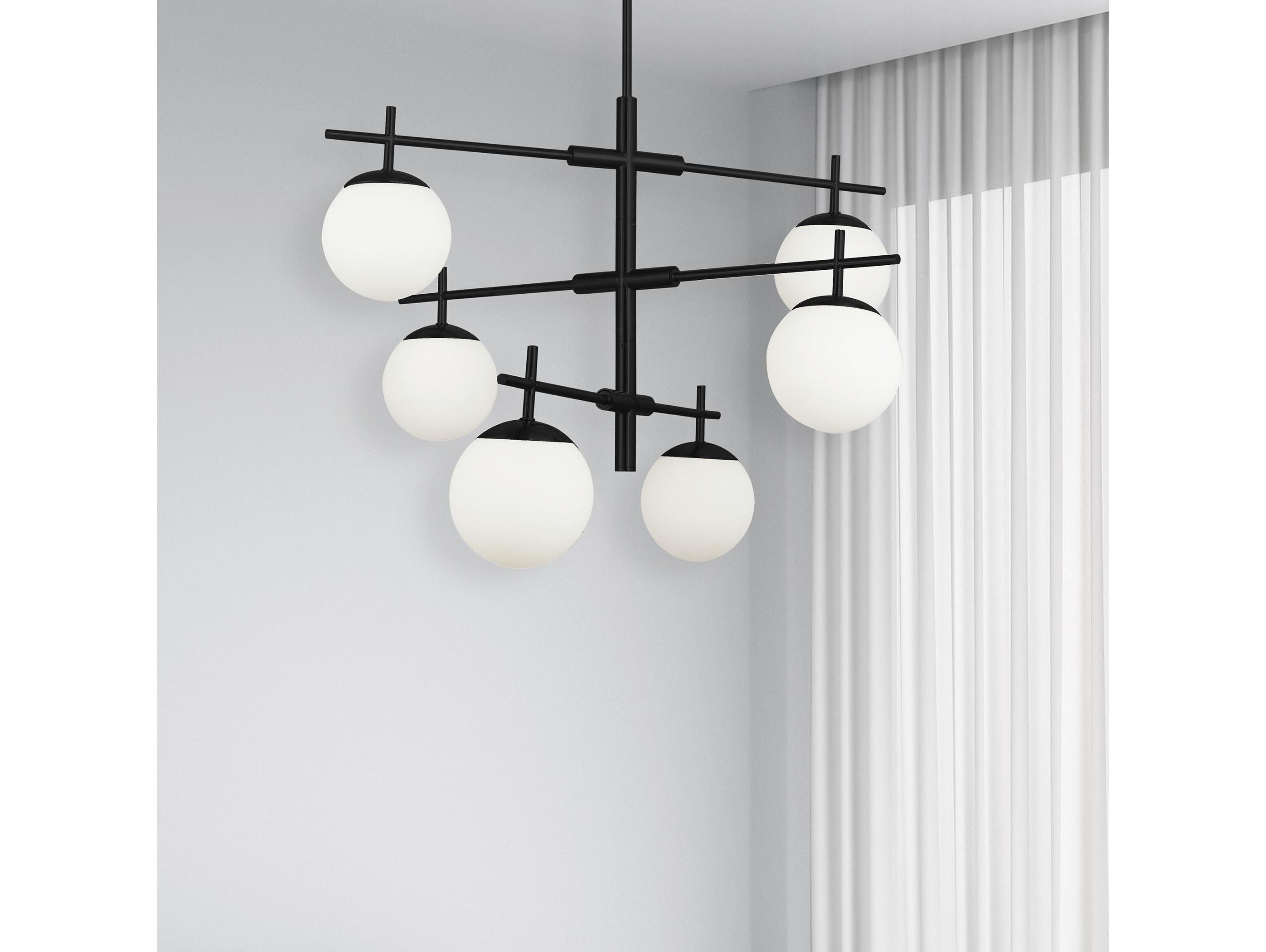Dainolite Caelia 6-Light Matte Black Globe Geometric Linear Chandelier