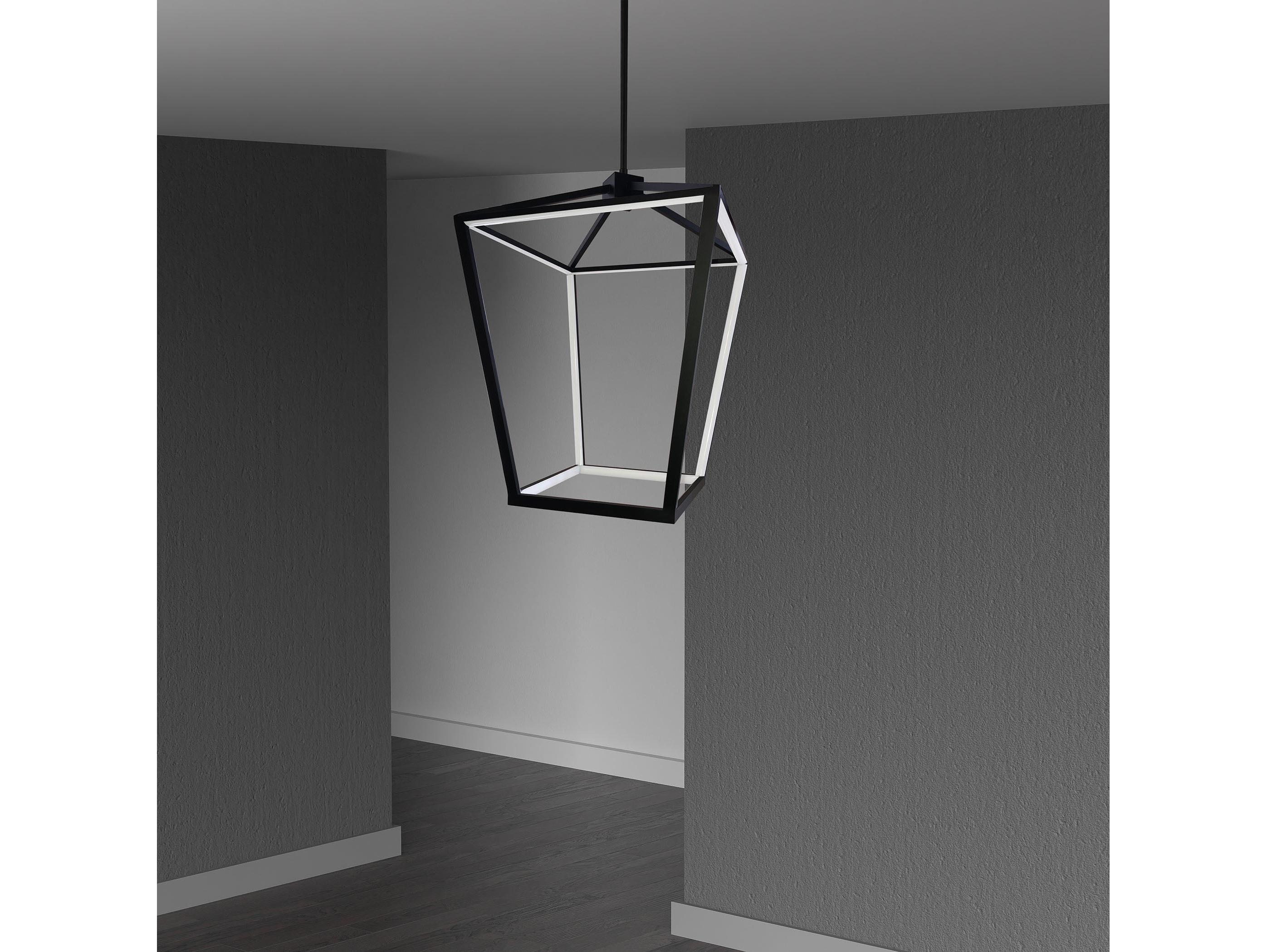 Dainolite Cage 12-Light Matte Black White Geometric Lantern Pendant