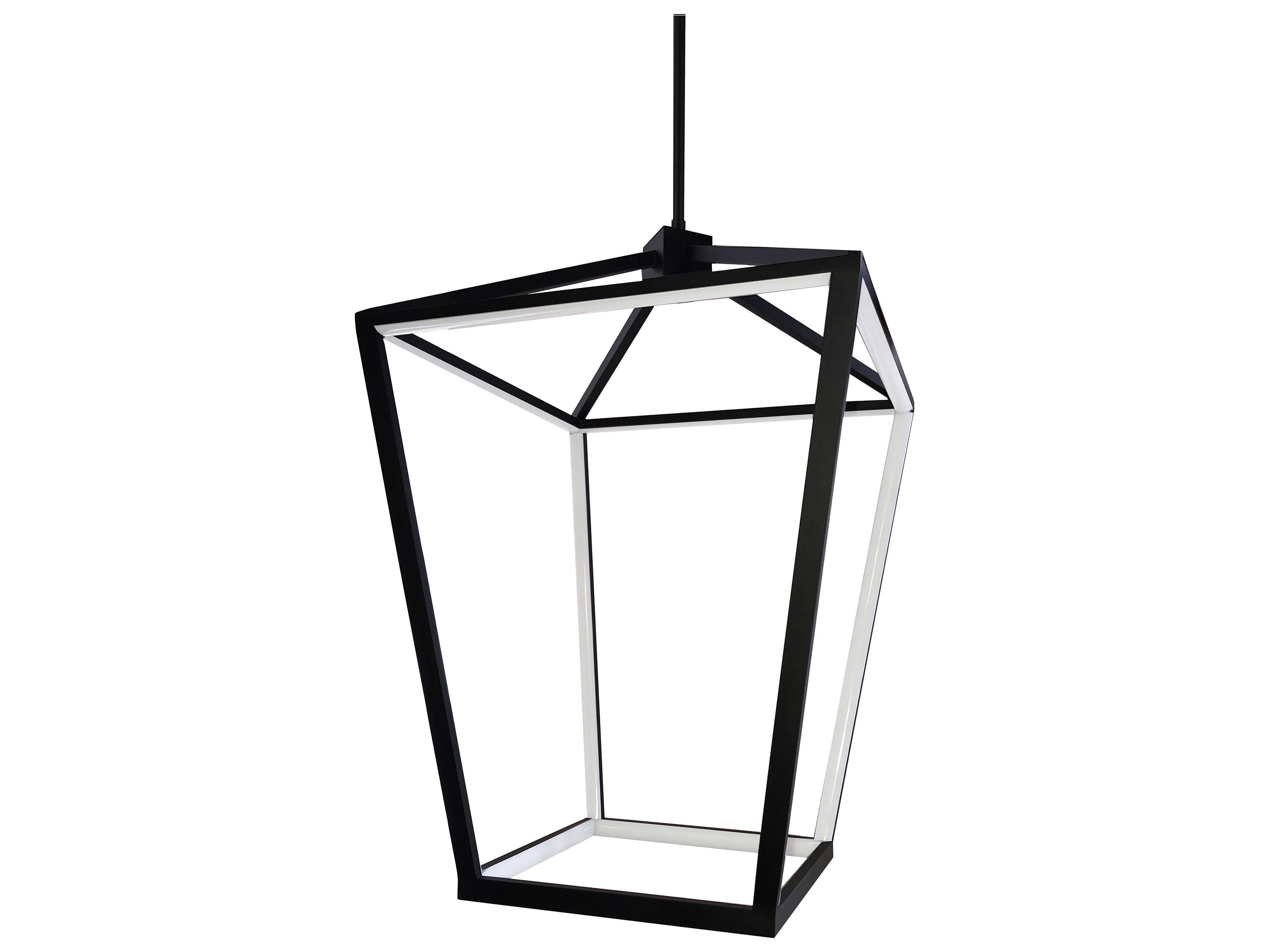 Dainolite Cage 12-Light Matte Black White Geometric Lantern Pendant