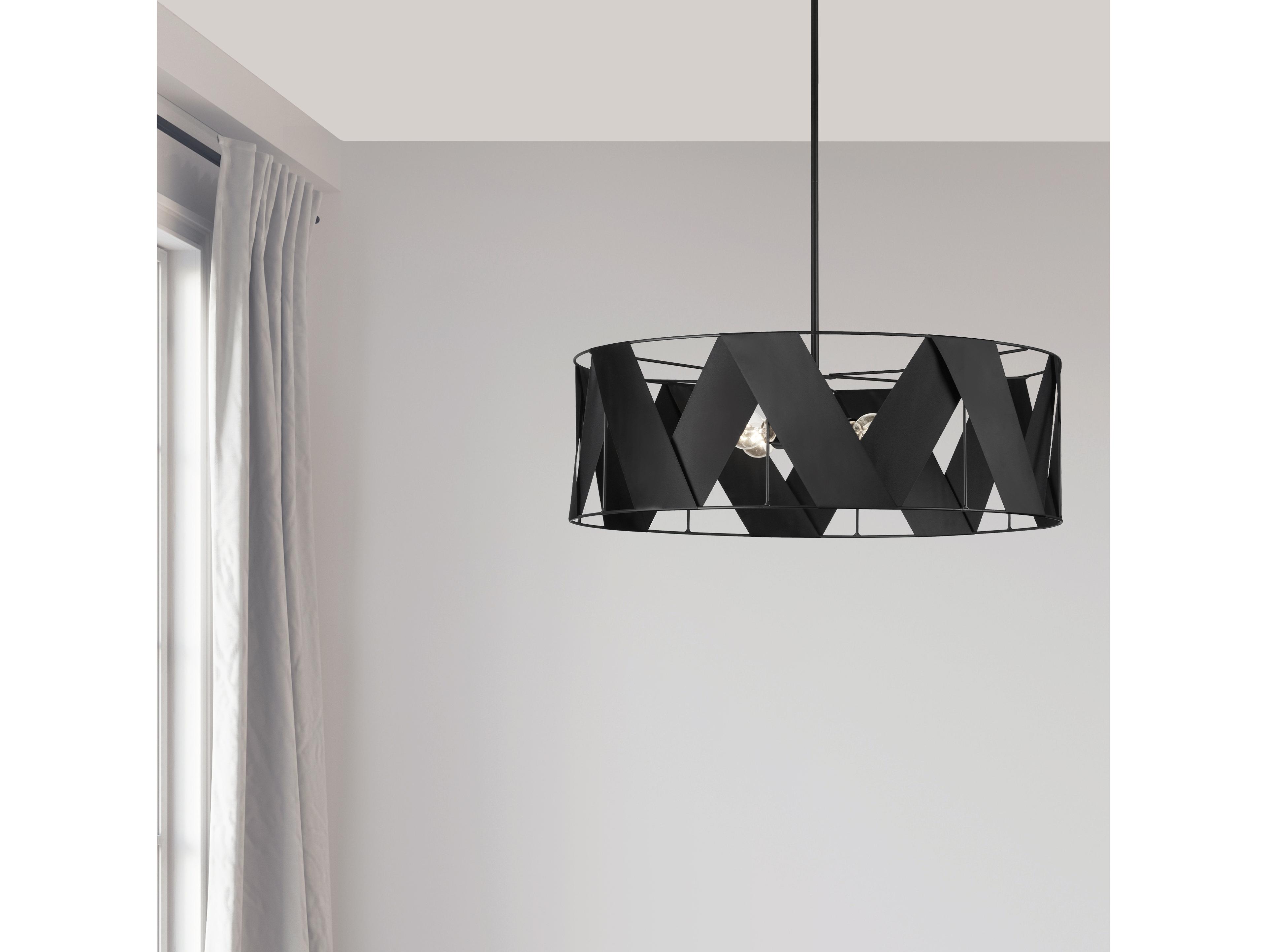 Dainolite Cardano 4-Light Matte Black Drum Chandelier